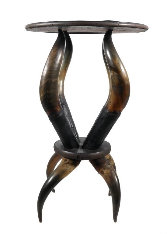 VINTAGE STEER HORN SIDE TABLEVintage 3b5956