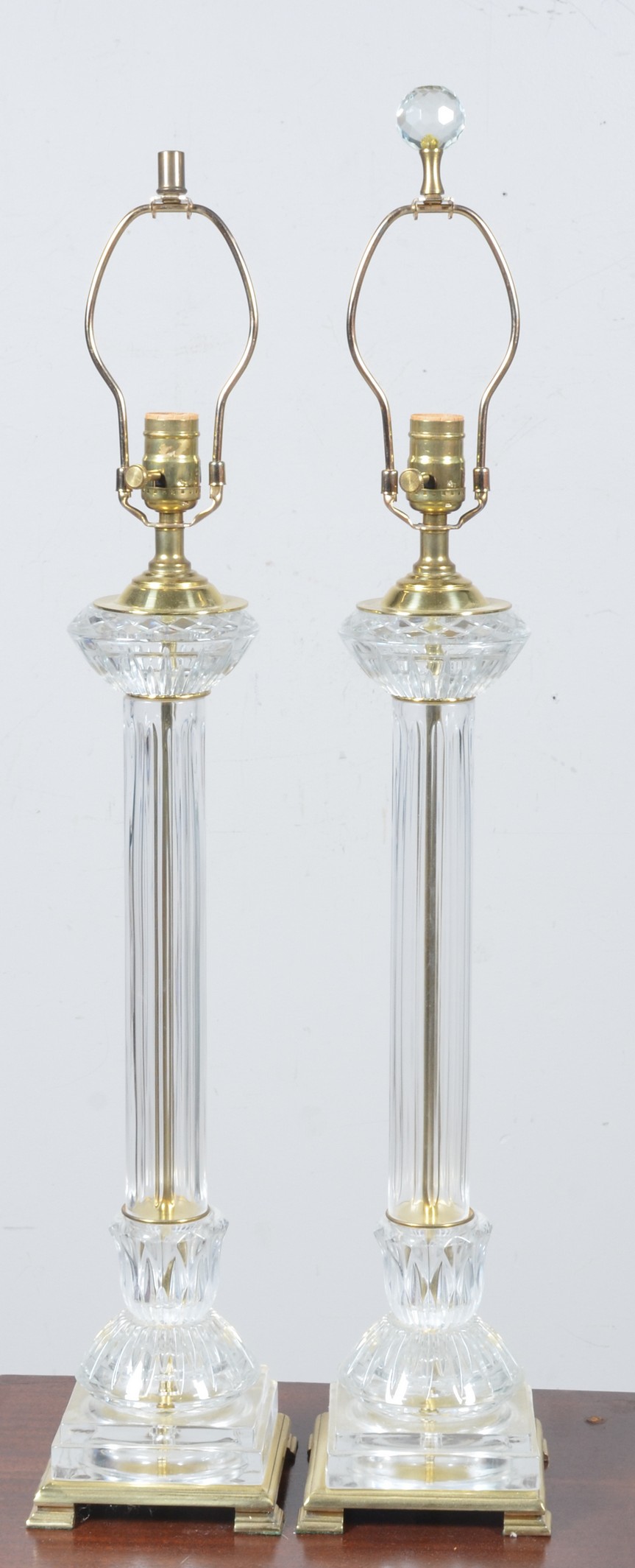 Pair Speer brass and cut glass