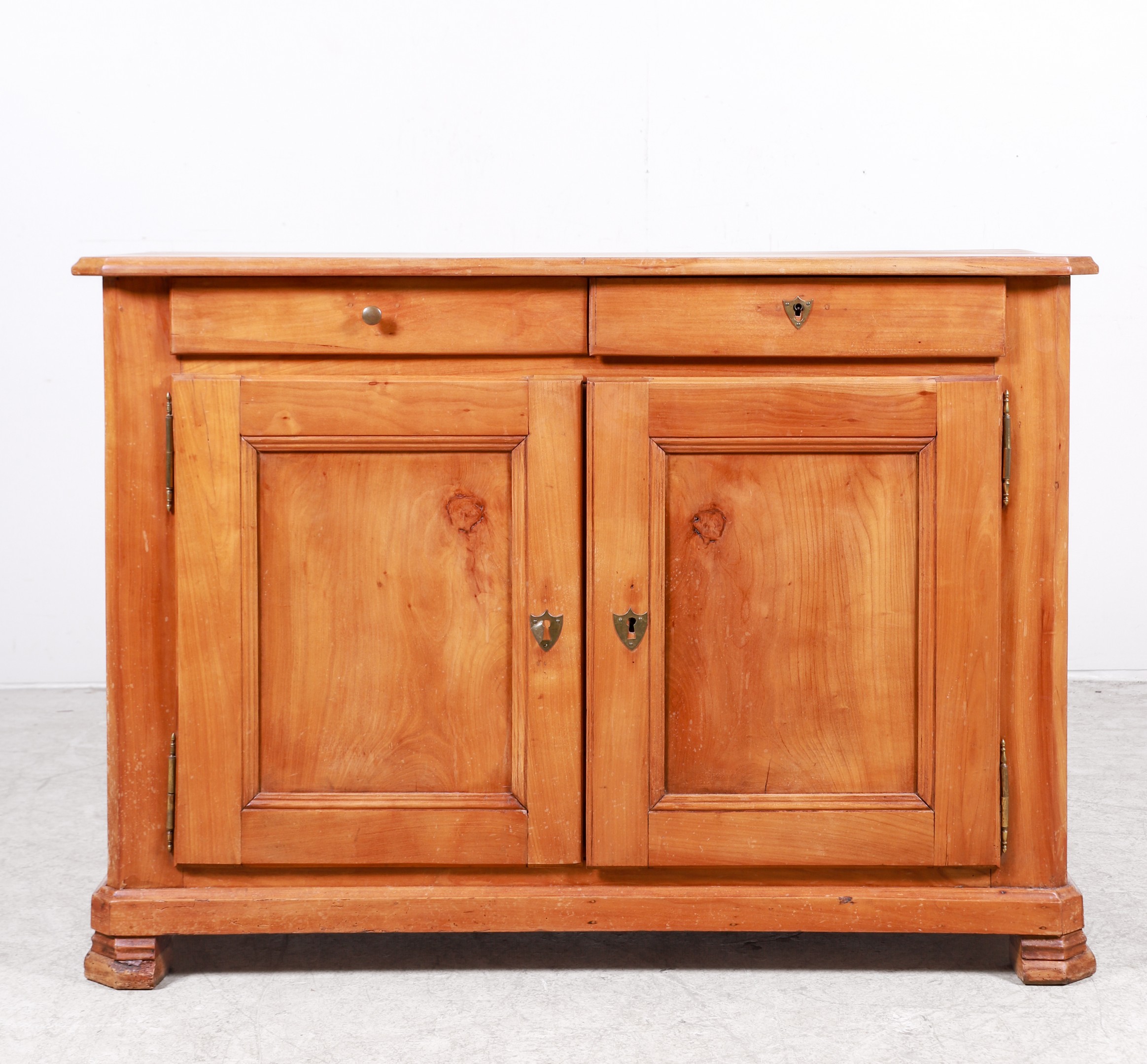 Cherry paneled cabinet, two drawers