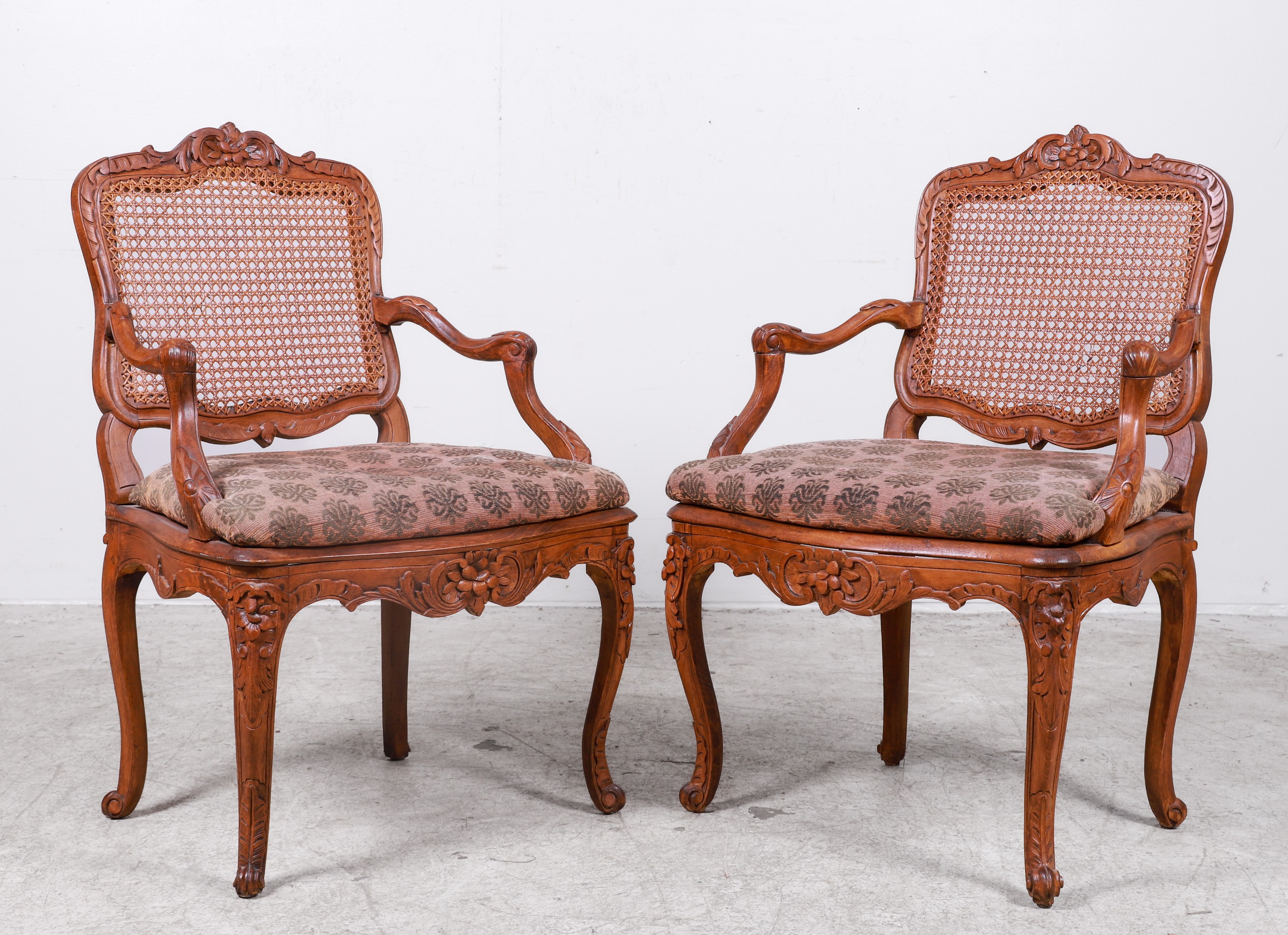 Pair Louis XV style carved walnut 3b59e2