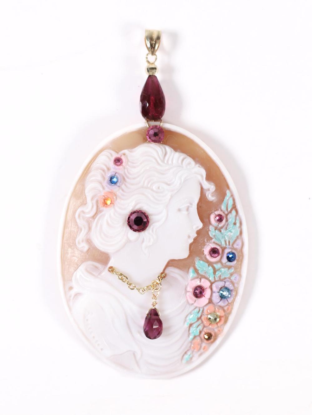 18K YG 3 IN SHELL CAMEO PENDANTHandmade 3b5a51