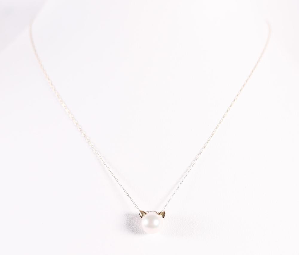 18K YG CAT PEARL PENDANT NECKLACEMade