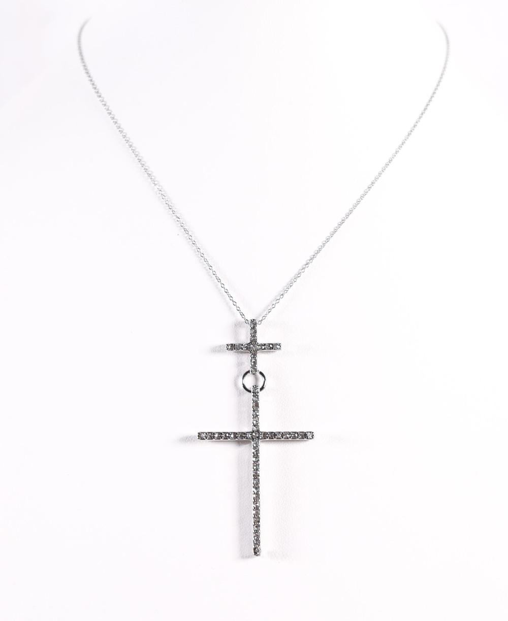 850 PLAT DOUBLE CROSS NECKLACEPlatinum 3b5a8e