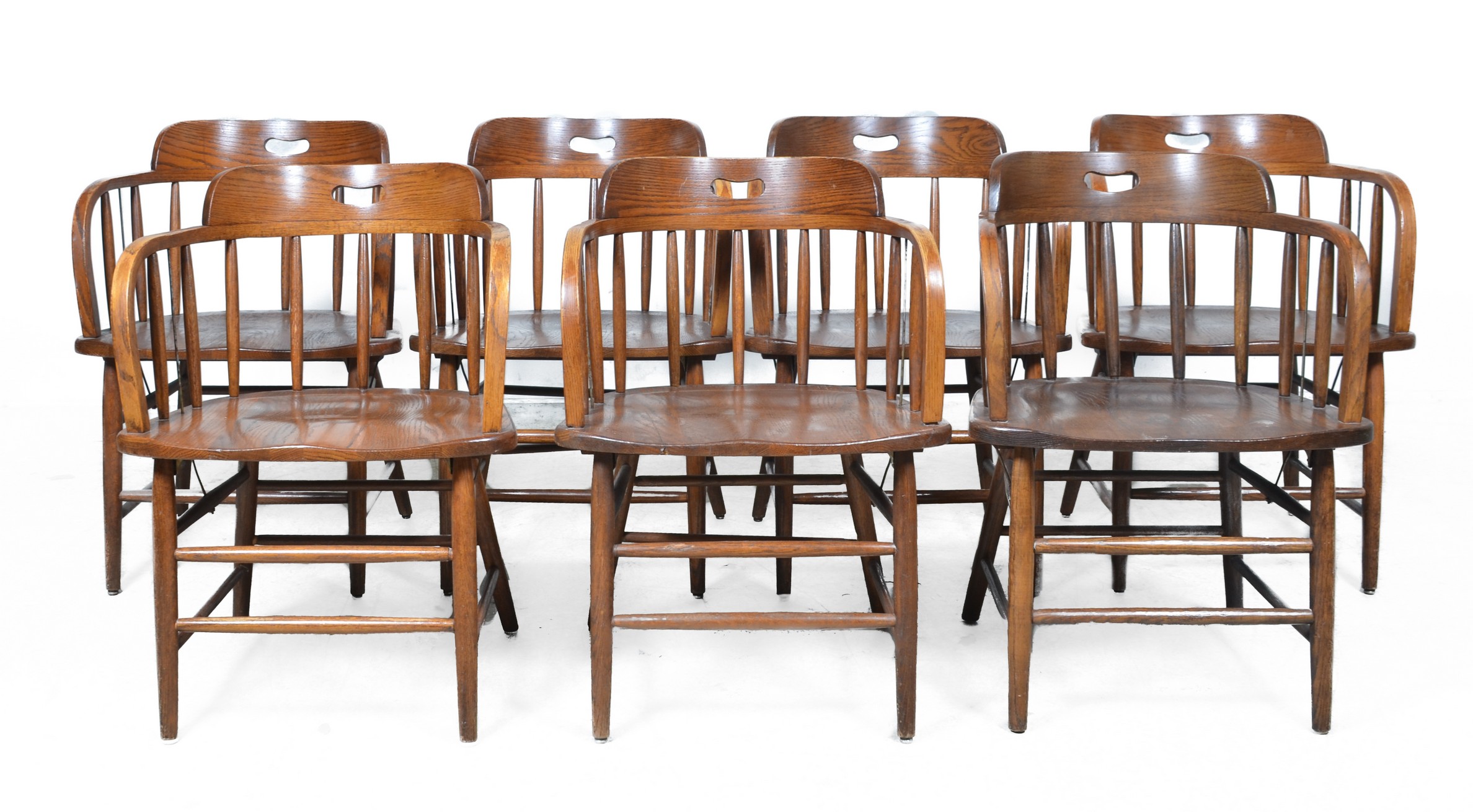  7 Oak barrelback tavern armchairs  3b5aa8