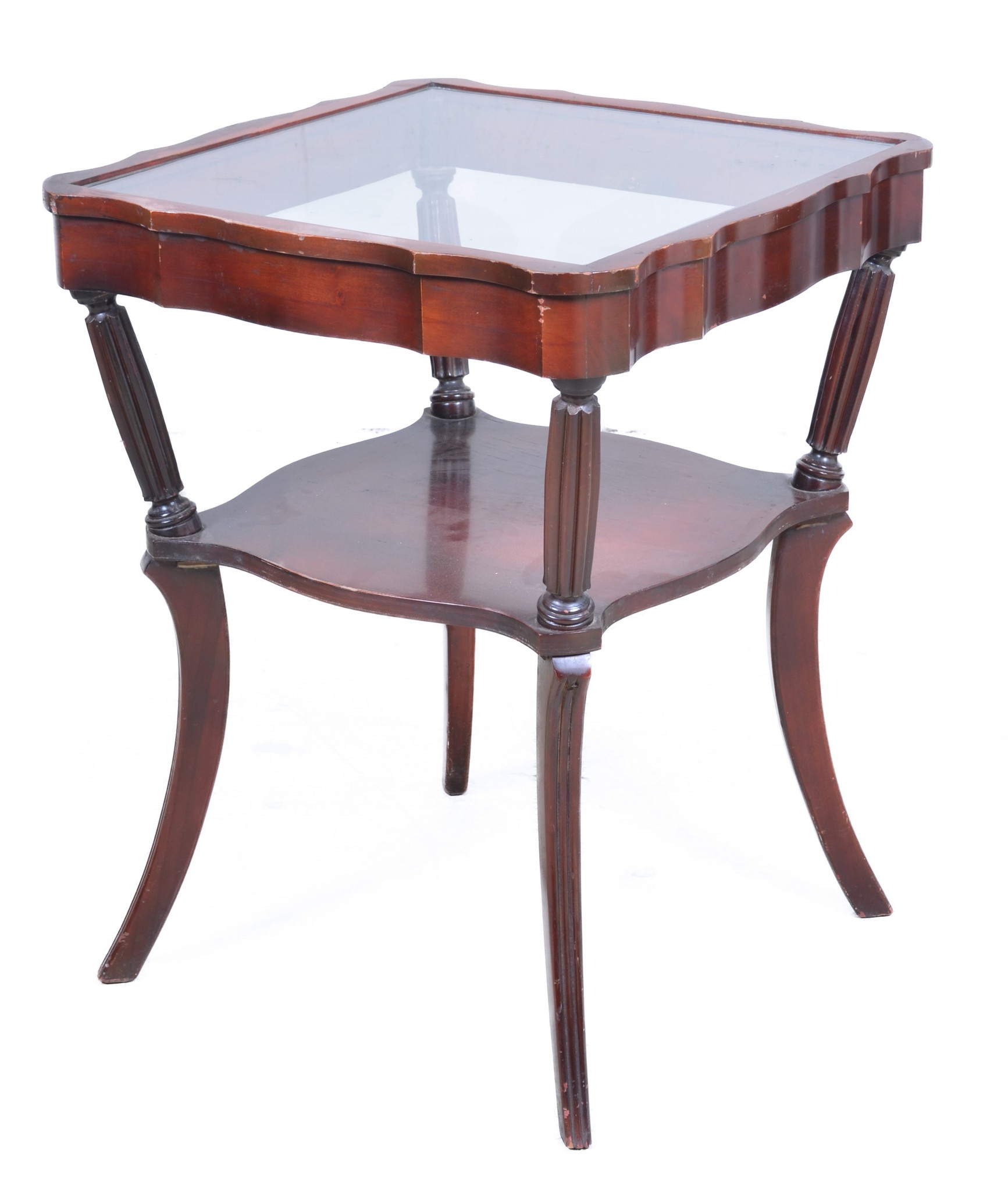 Regency style mahogany 2-tier glass