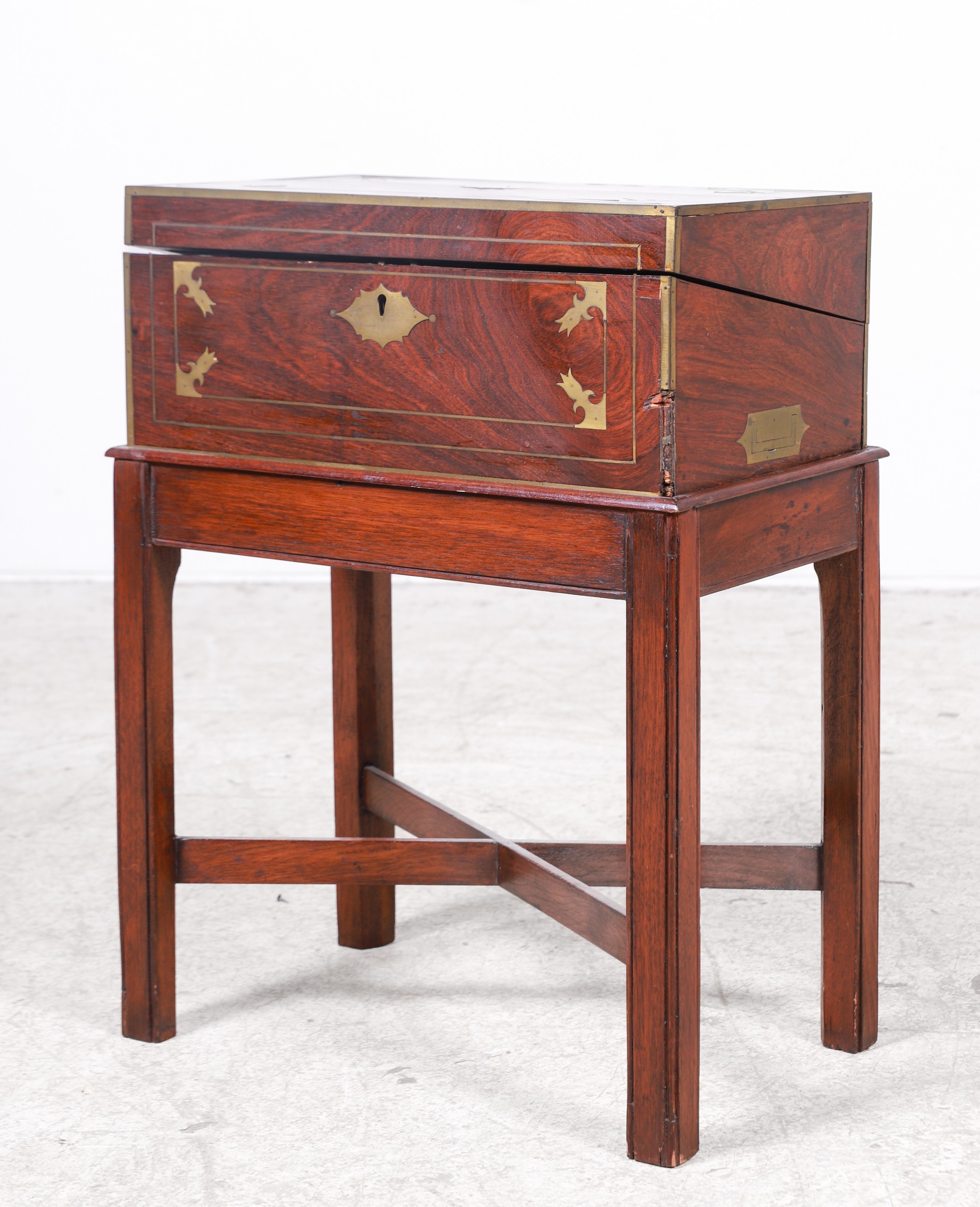 Mahogany and brass lapdesk on stand  3b5ae9