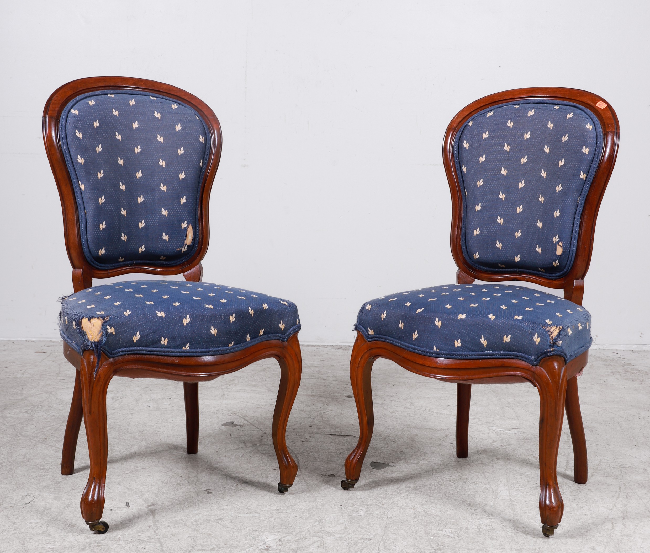 Pair Victorian mahogany side chairs,