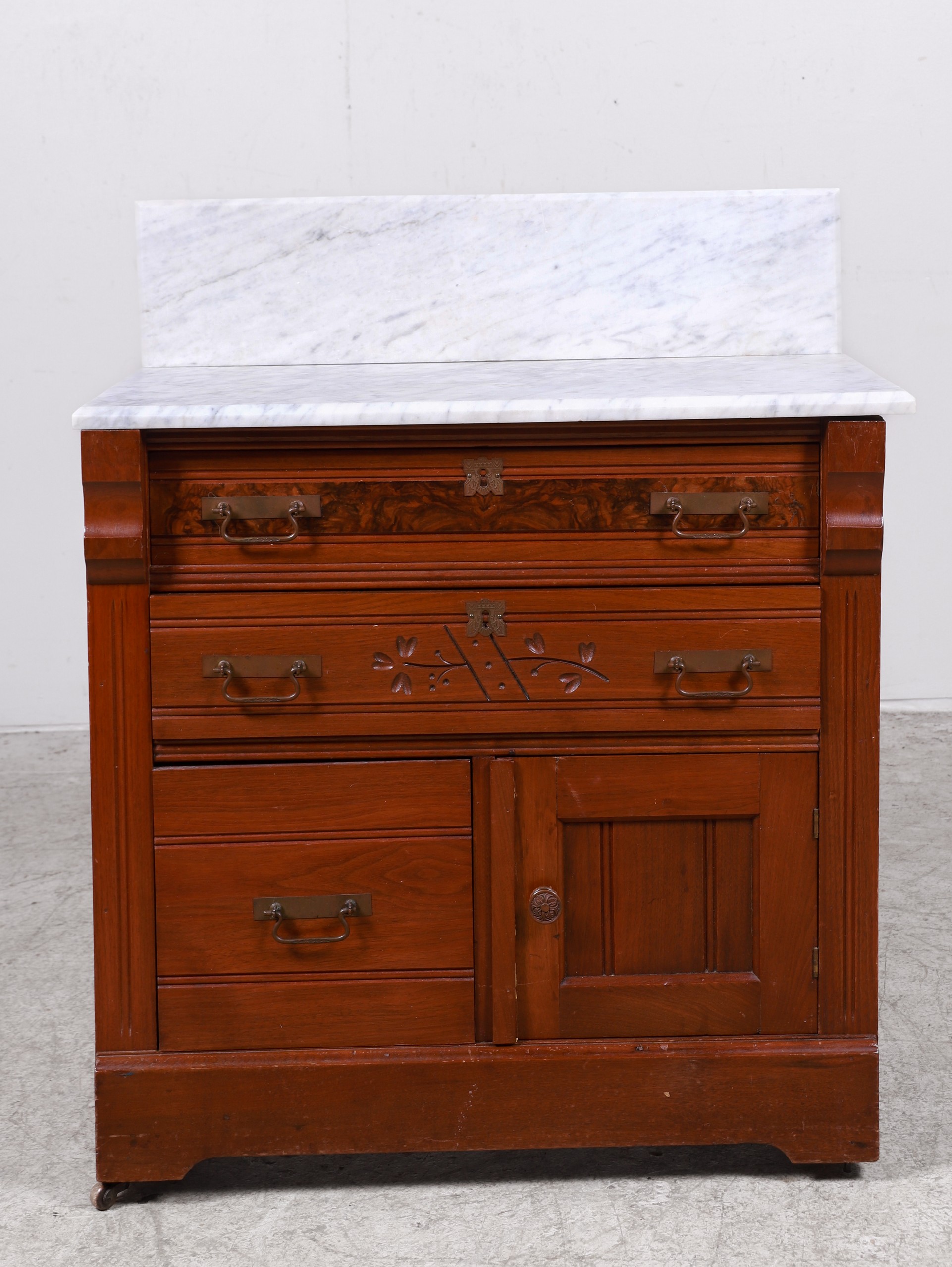 Victorian carved walnut marbletop