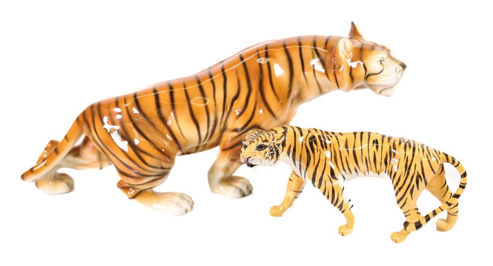 2 POTTERY TIGERS: ROYAL DUX & BESWICK