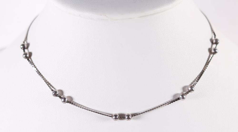 925 STERLING BEADED CHAIN NECKLACEStamped 3b5b20