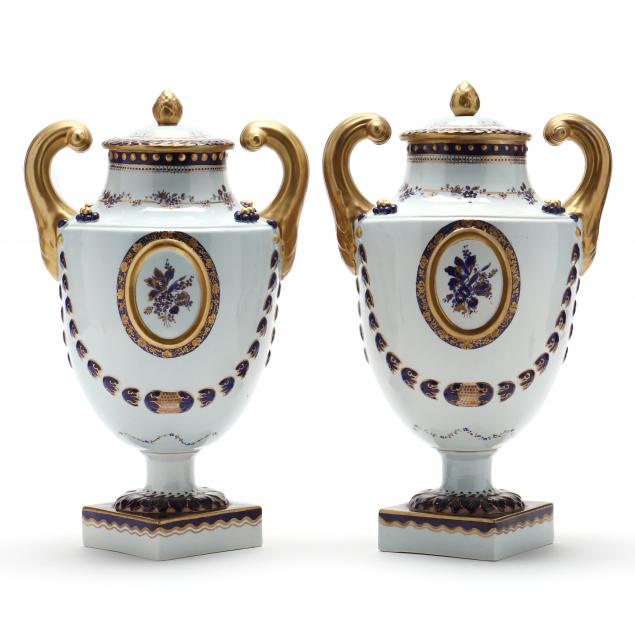 PAIR OF MOTTAHEDEH COVERED URNS 3b348e