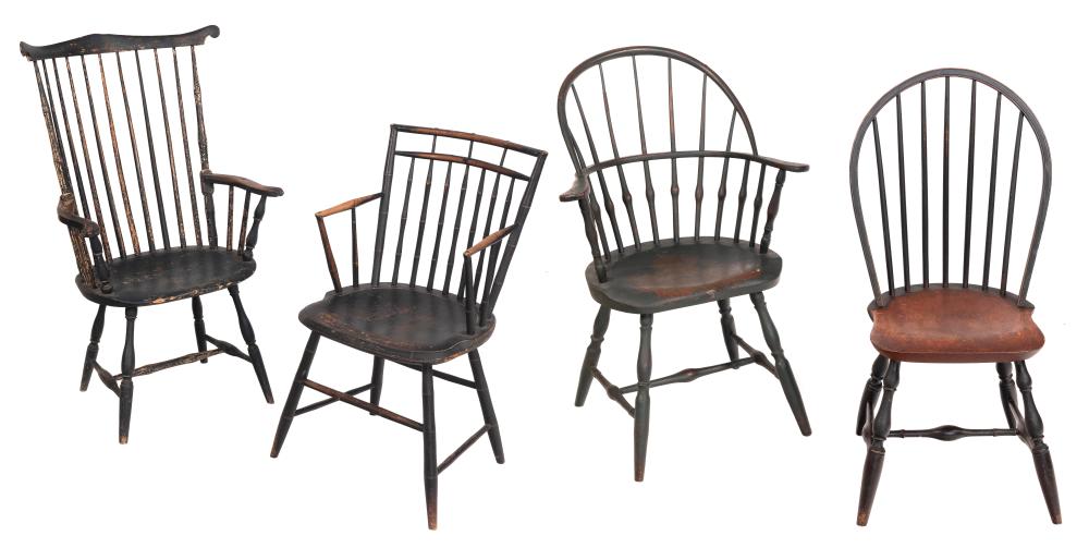 FOUR WINDSOR CHAIRS 18TH CENTURY