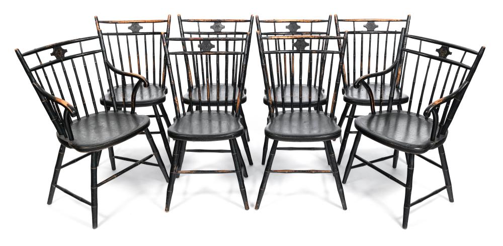 SET OF EIGHT WINDSOR CAGE-BACK