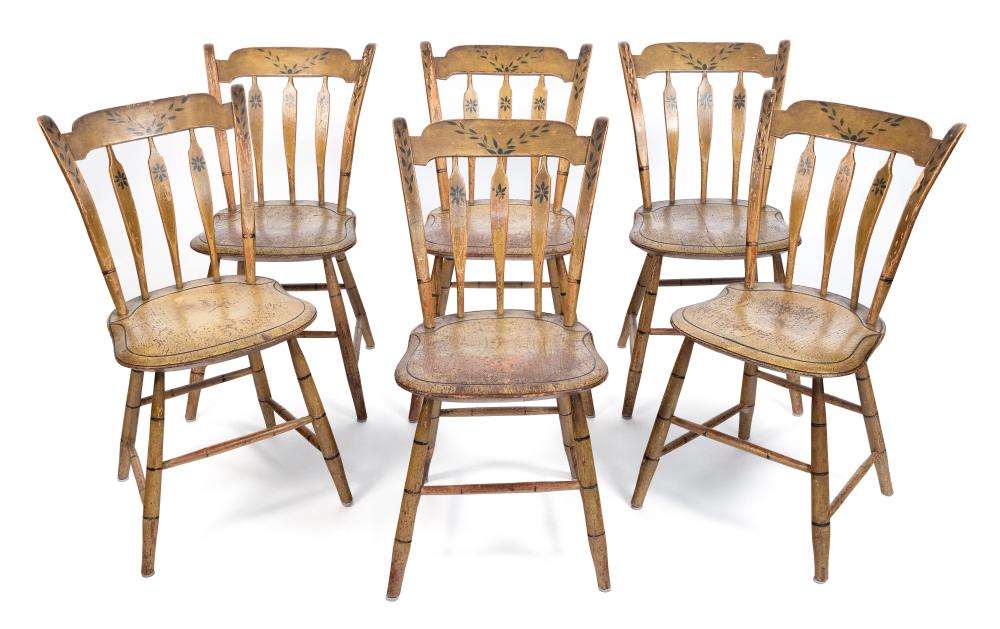 SET OF SIX PAINT-DECORATED WINDSOR