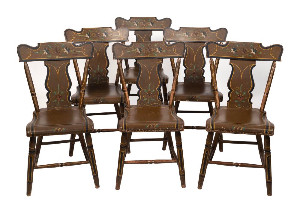 SET OF SIX PENNSYLVANIA PLANK-SEAT