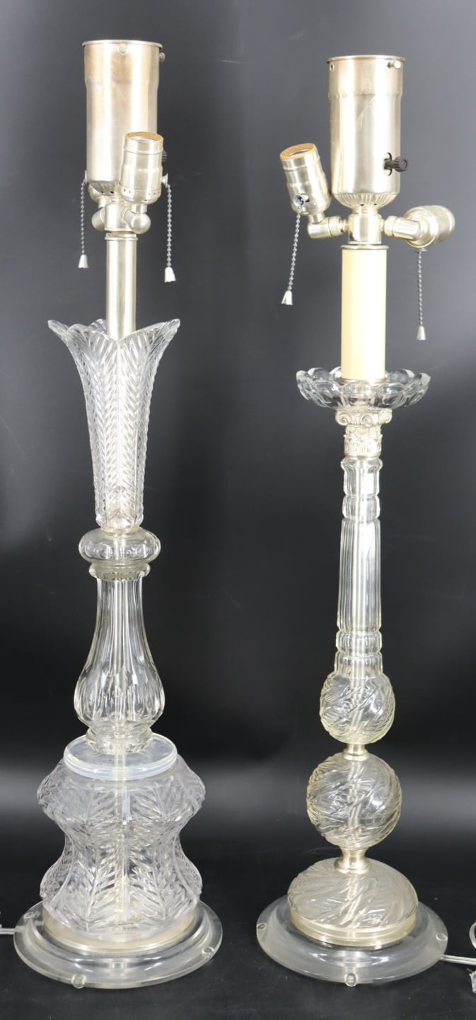 2 MIDCENTURY MURANO STYLE CUT GLASS 3b3711