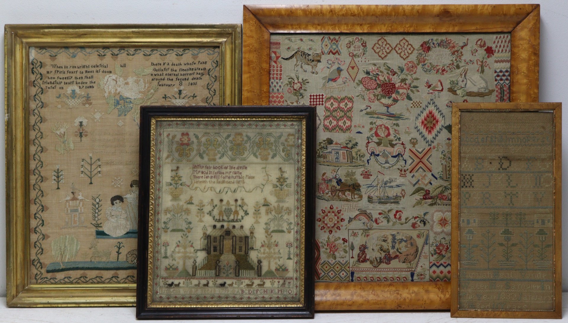 GROUP OF FOUR ANTIQUE SAMPLERS  3b3732