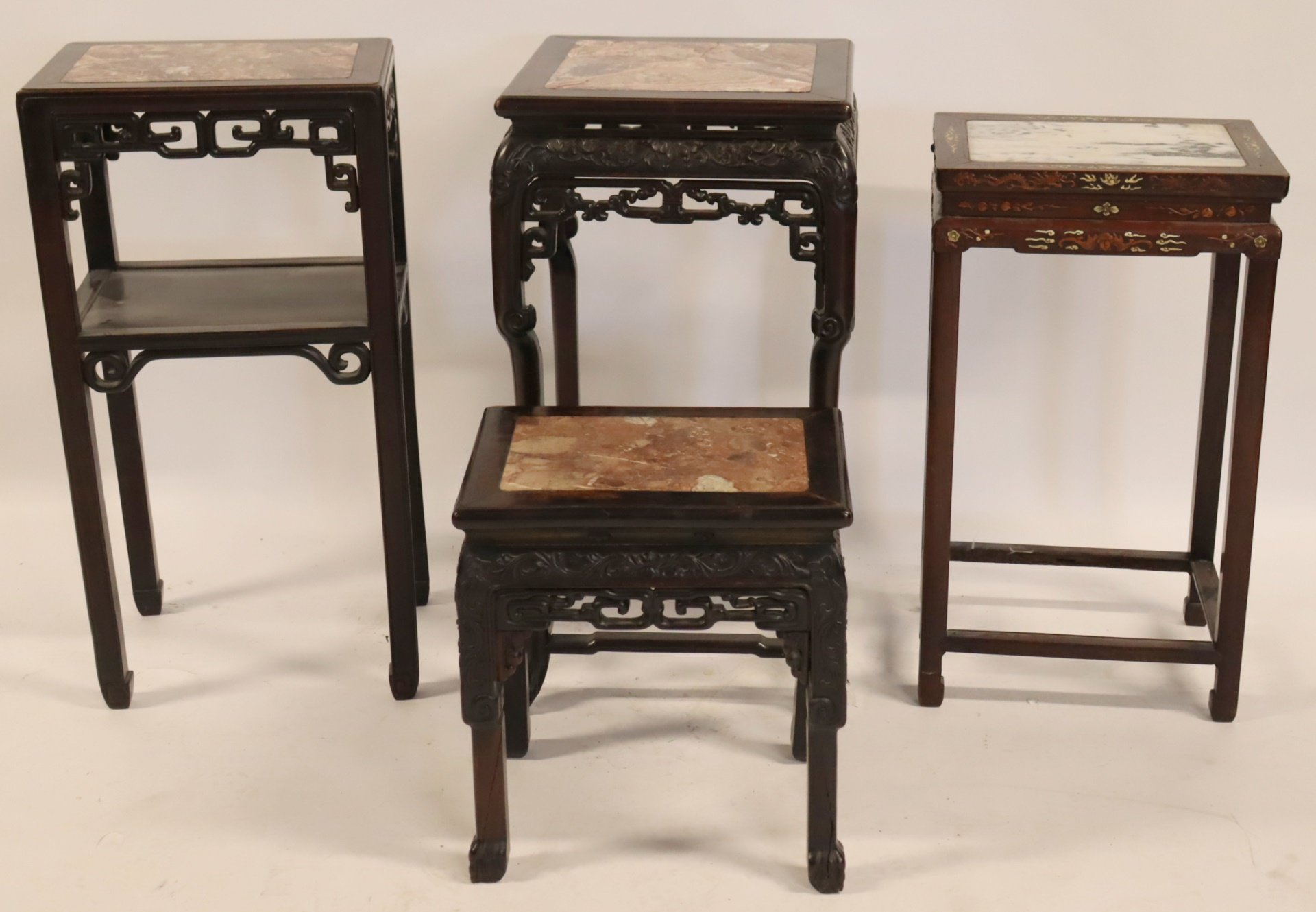 4 ANTIQUE CHINESE HARDWOOD STANDS