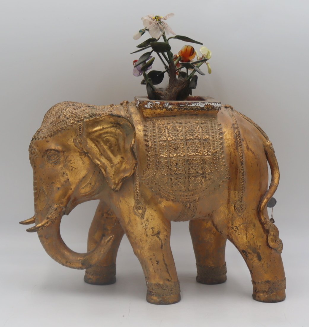 ASIAN GILT METAL ELEPHANT FORM