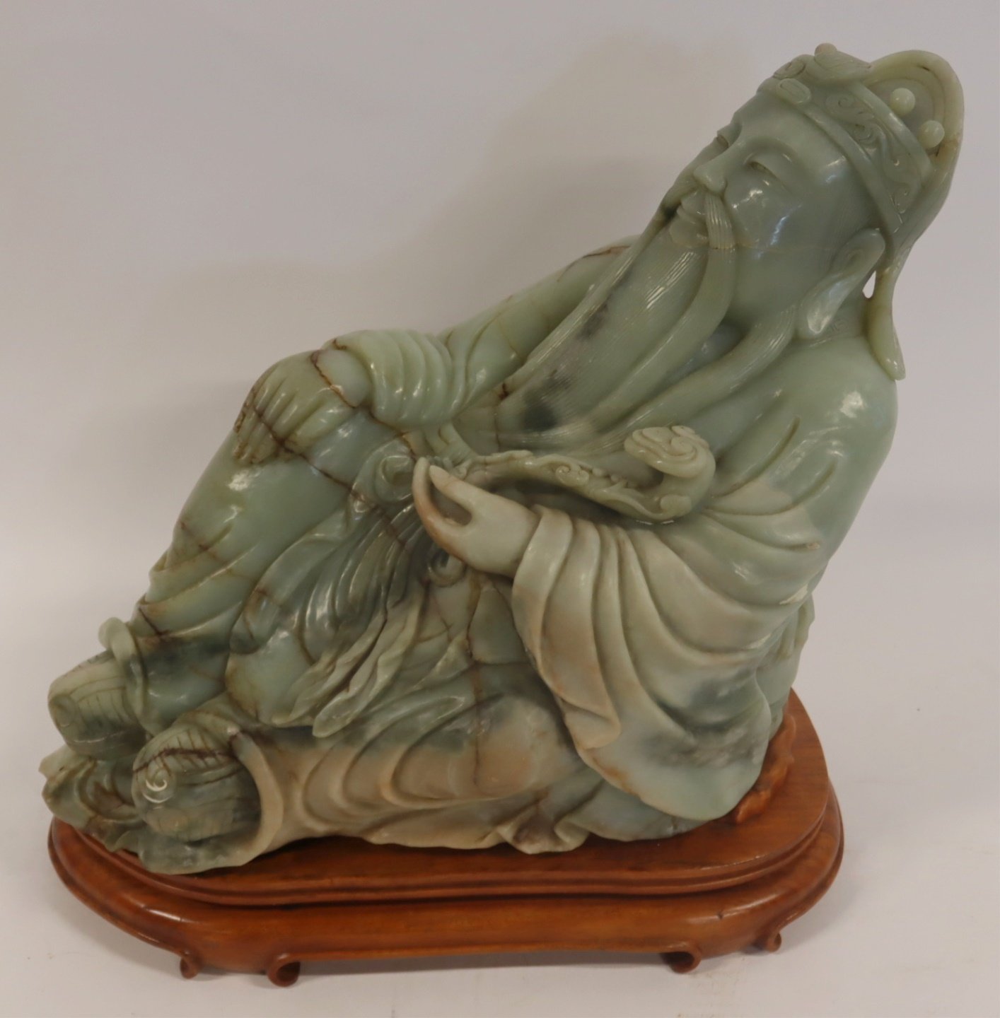 LARGE CHINESE CARVED JADE RECLINING