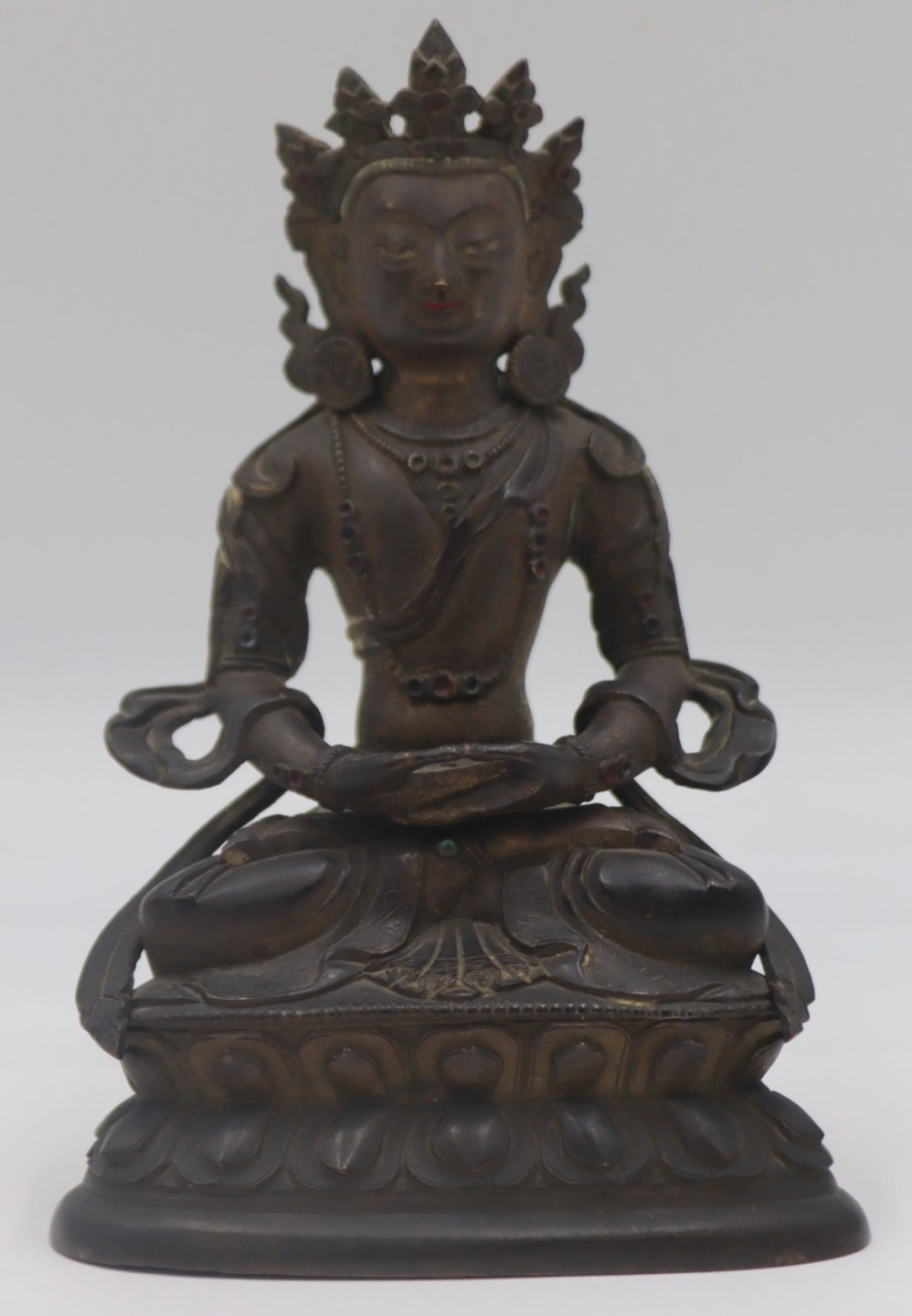 ANTIQUE SINO TIBETAN BRONZE BUDDHA 3b378d