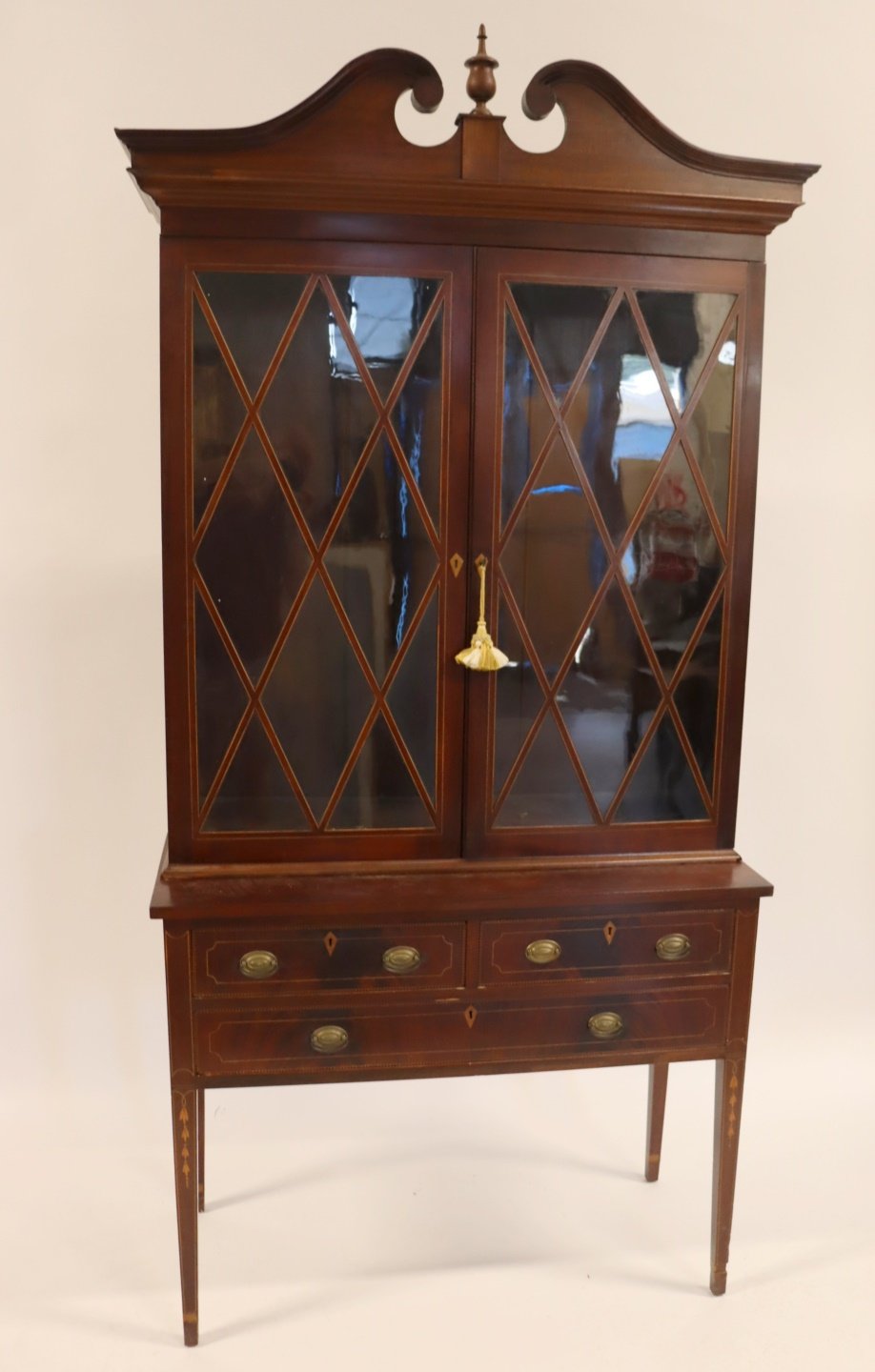FEDERAL MAHOGANY BOOKCASE ON STAND  3b37bf