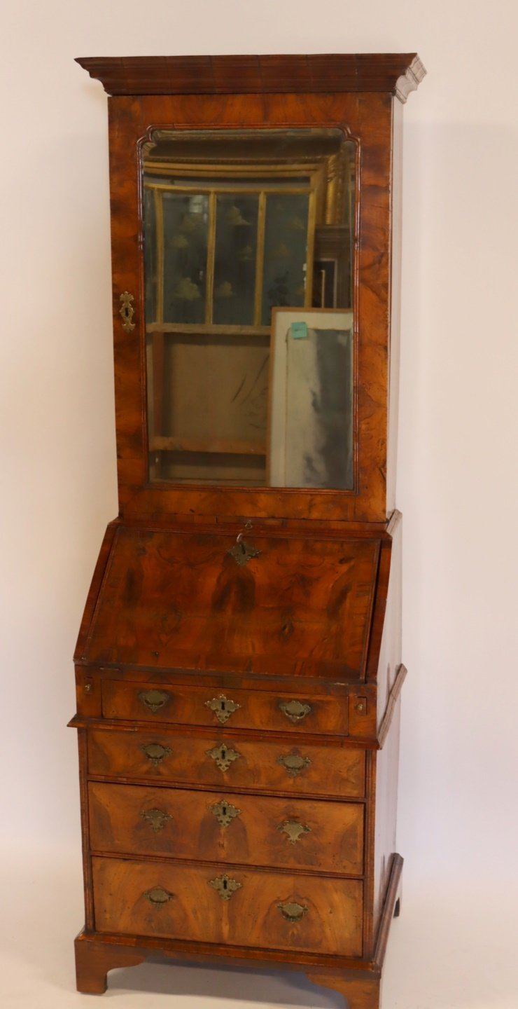 19TH CENTURY BURL WALNUT MIRRORED 3b37cb