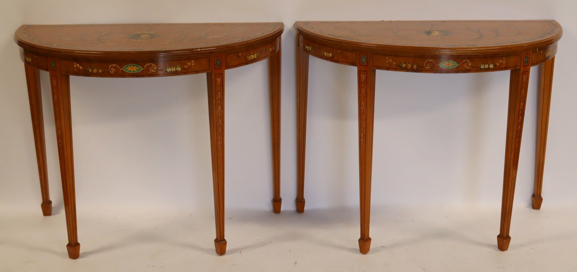 A PAIR OF SATINWOOD PAINT DECORATED 3b37fa