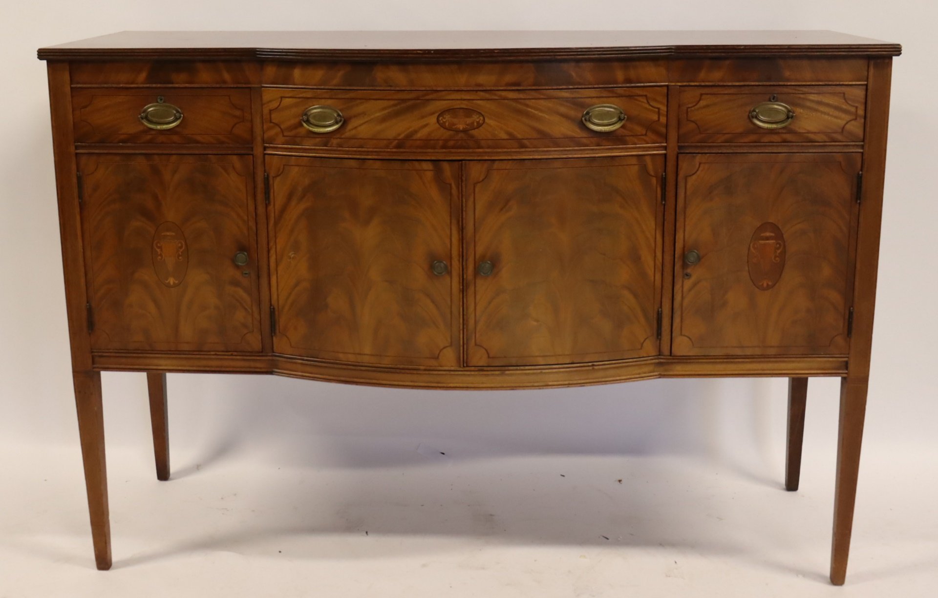 ANTIQUE MAHOGANY INLAID SIDEBOARD.