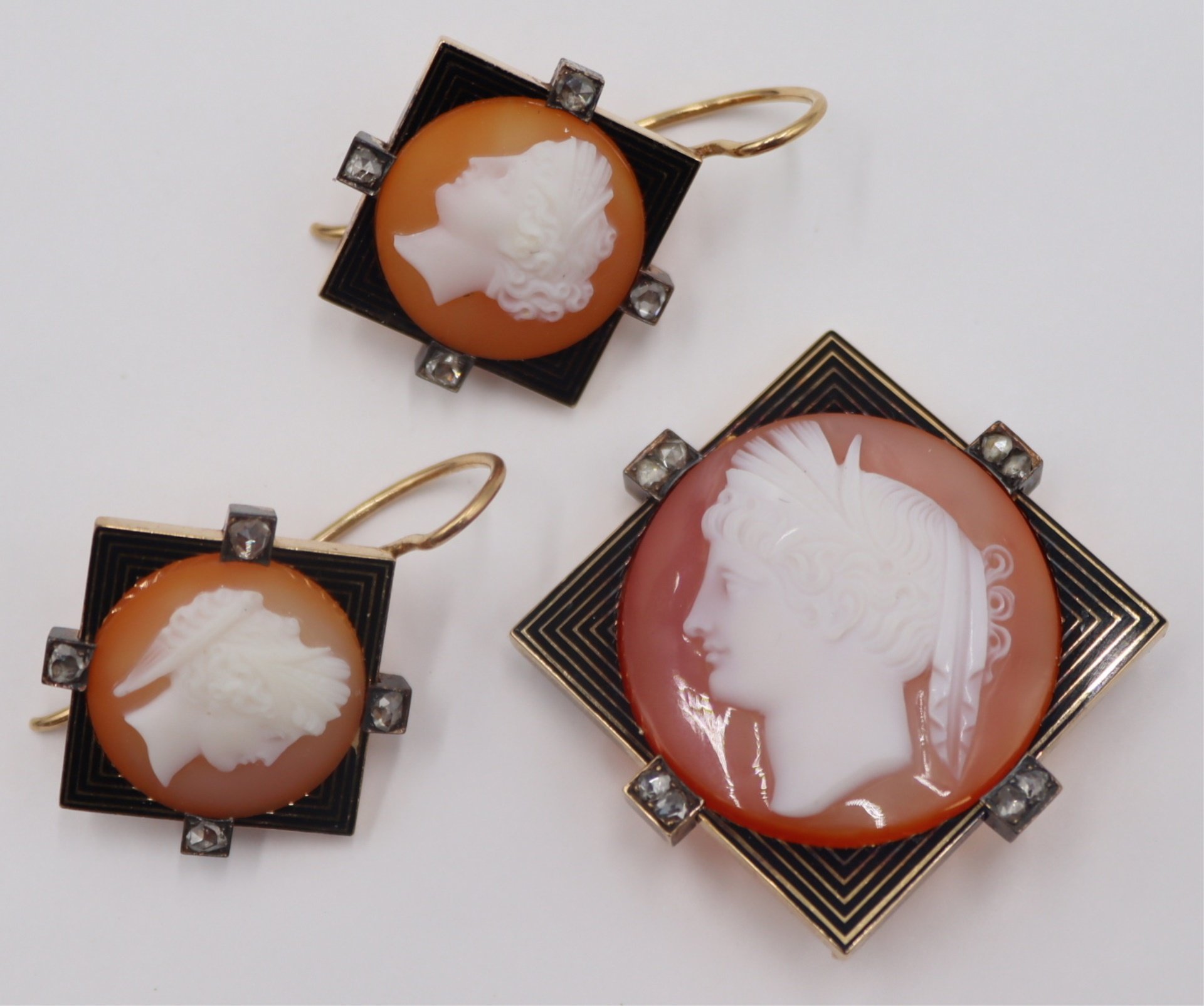 JEWELRY 3 PC GOLD CAMEO DIAMOND 3b38a1