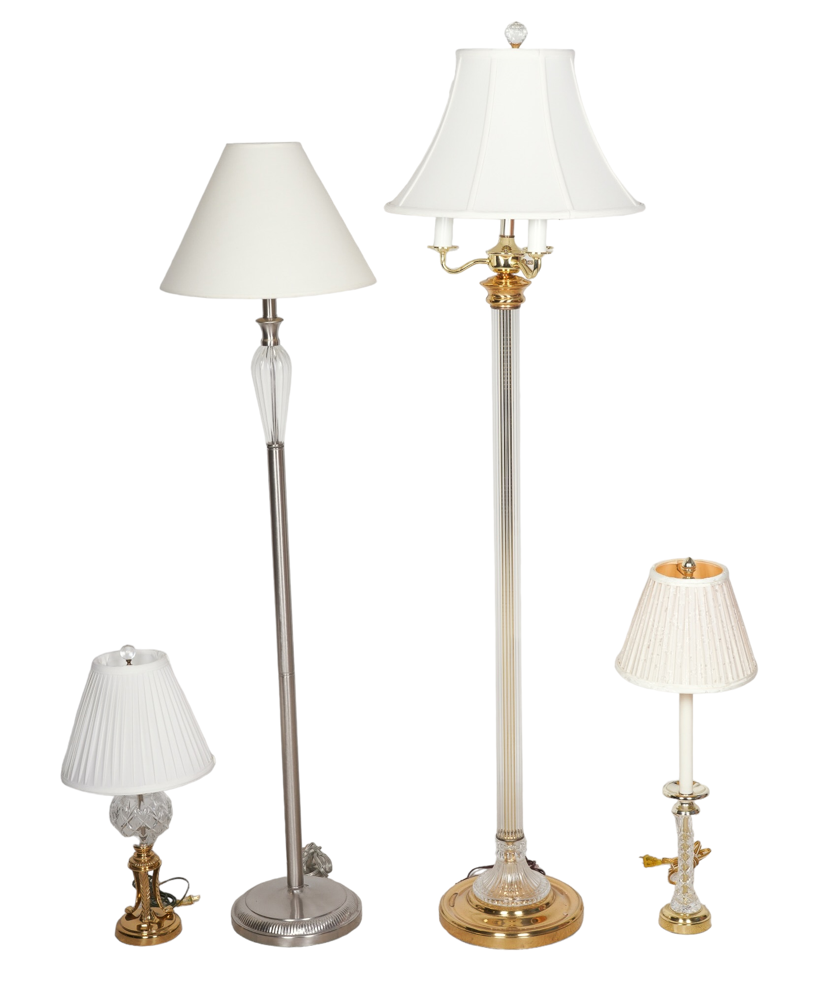 (4) Contemporary lamps, c/o glass and