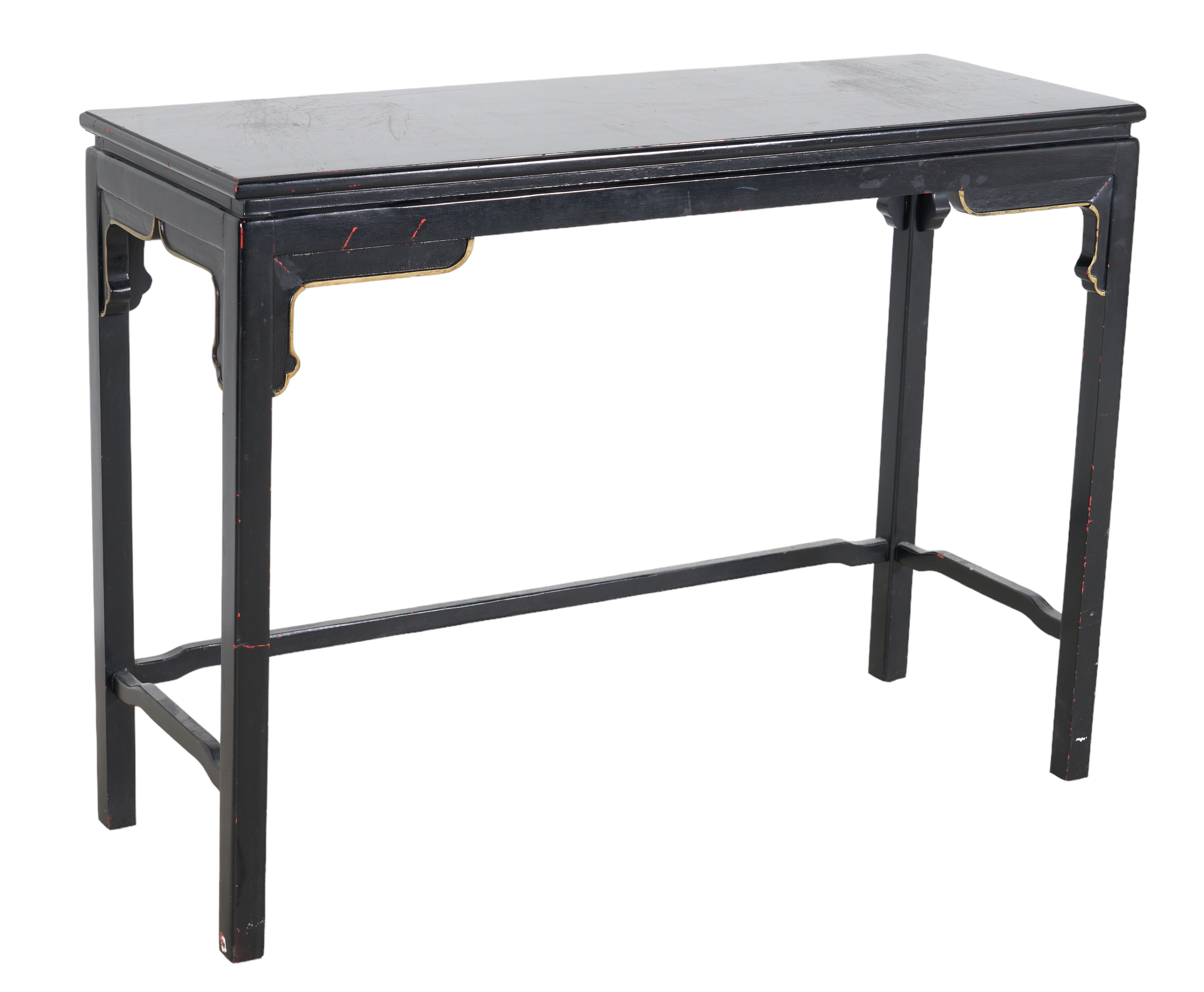 Asian style painted console table, ebonized