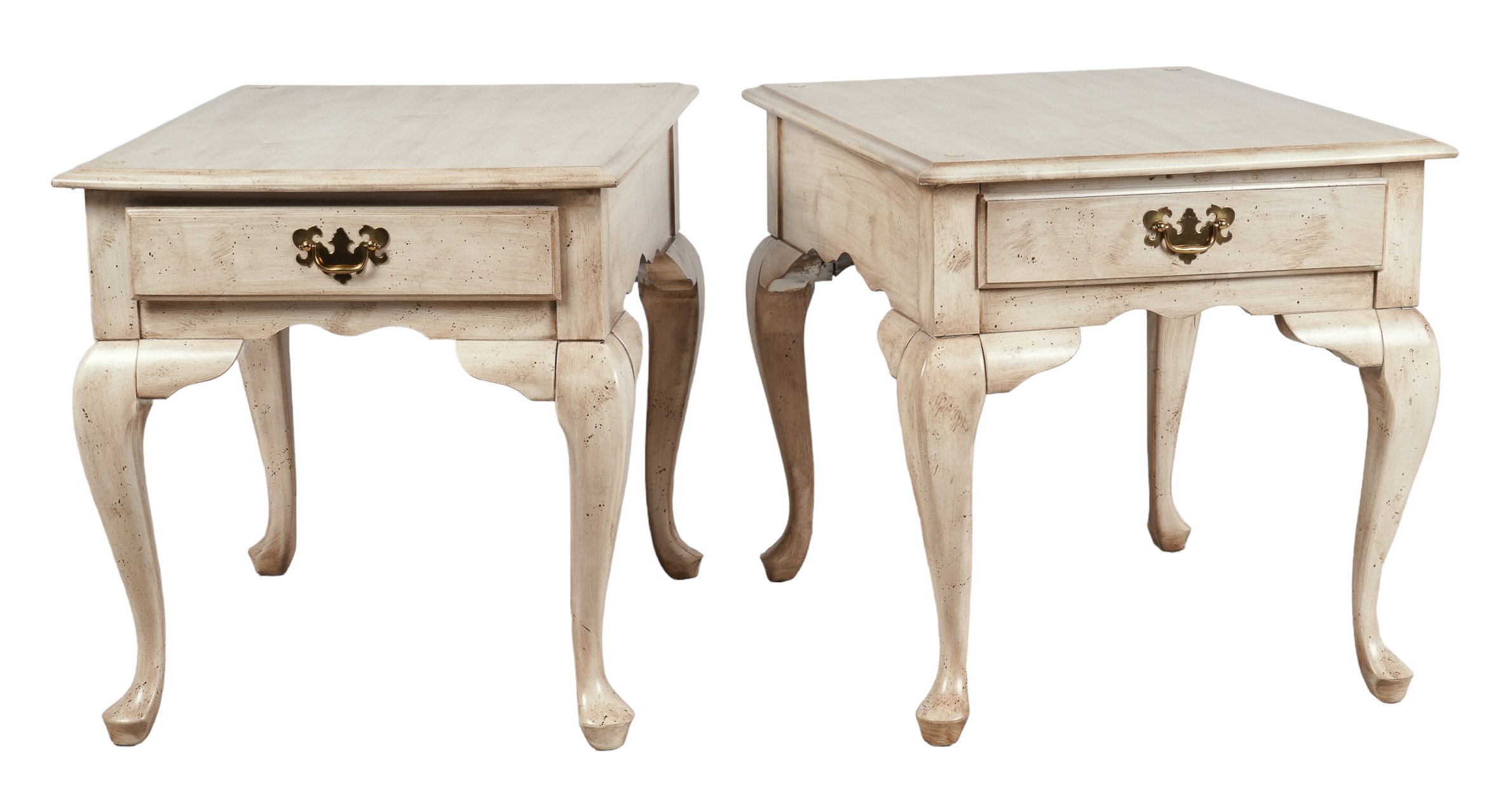 Pair Queen Anne style one drawer side