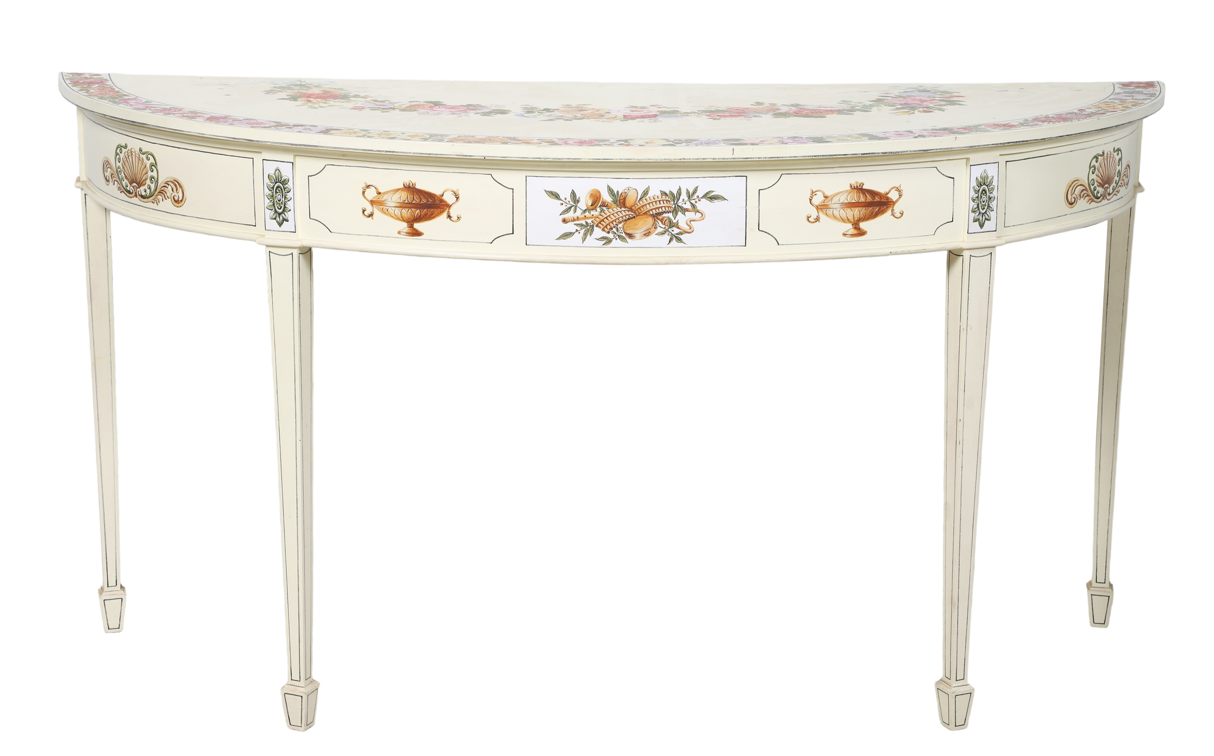 Adams style paint decorated demilune