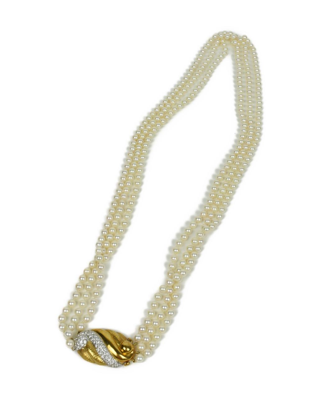 LADIES 18KT GOLD PEARLS AND DIAMONDS 3b395e