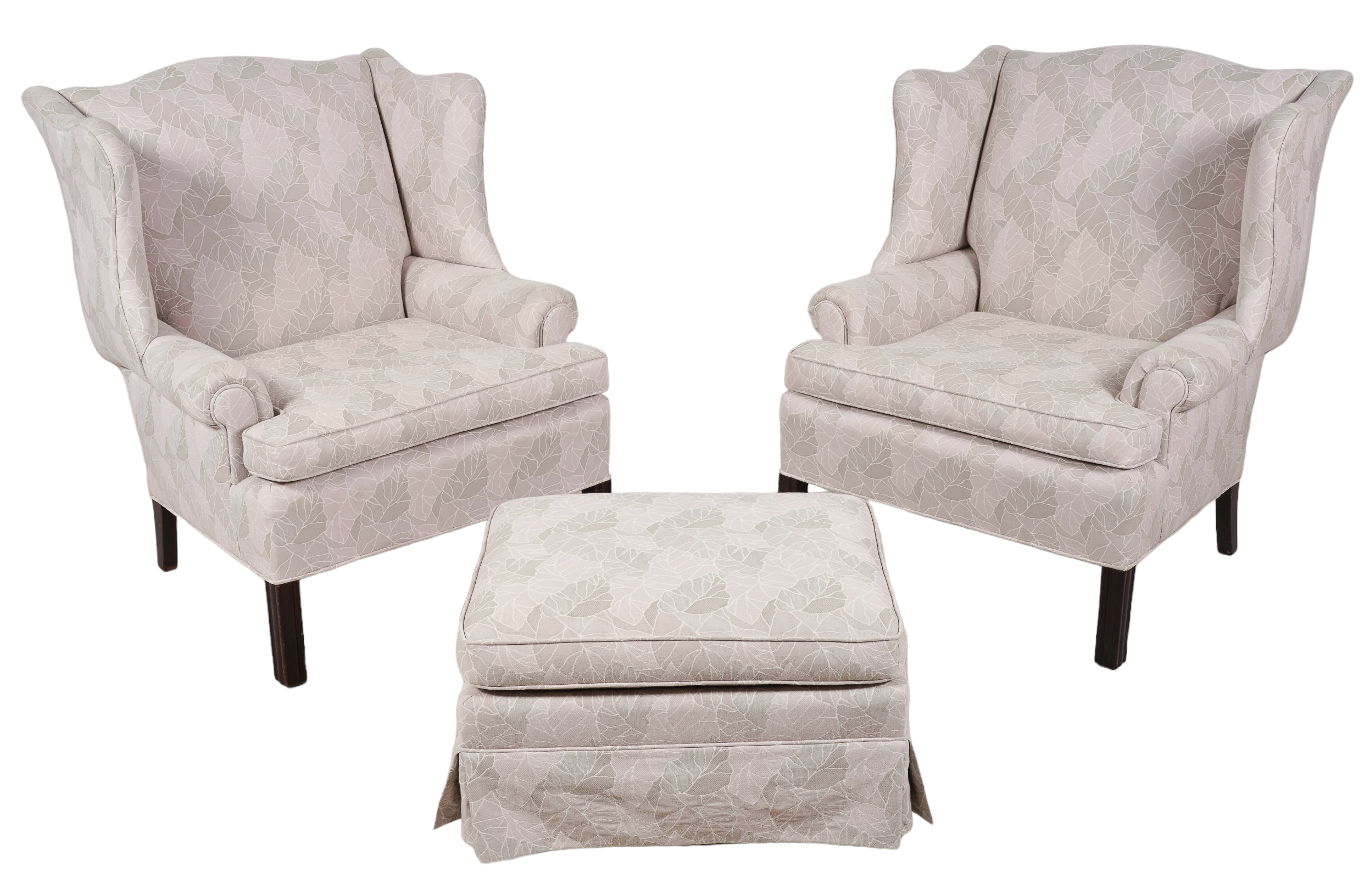 Pair Chippendale style upholstered