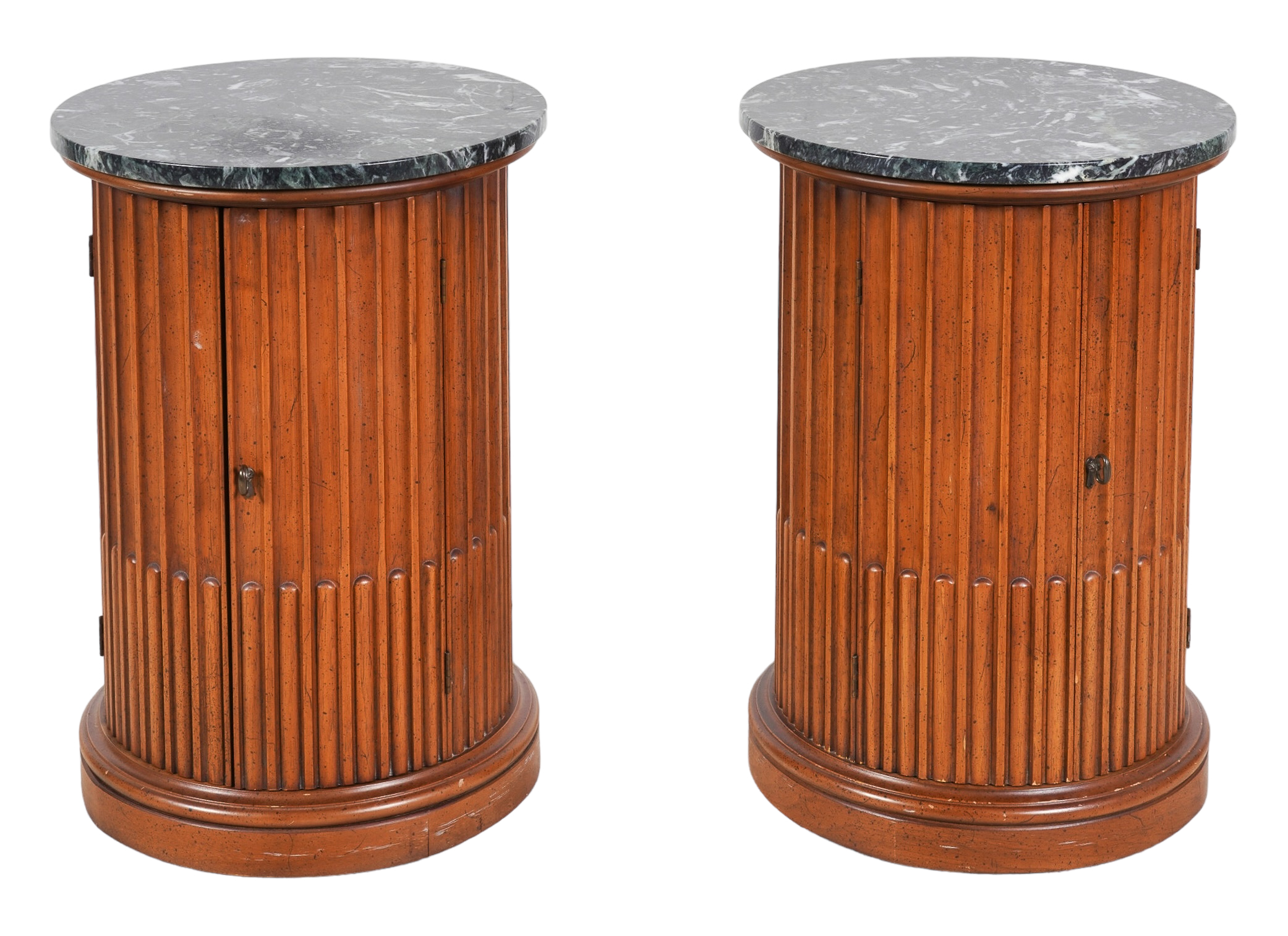 Pair walnut finished marbletop 3b3995