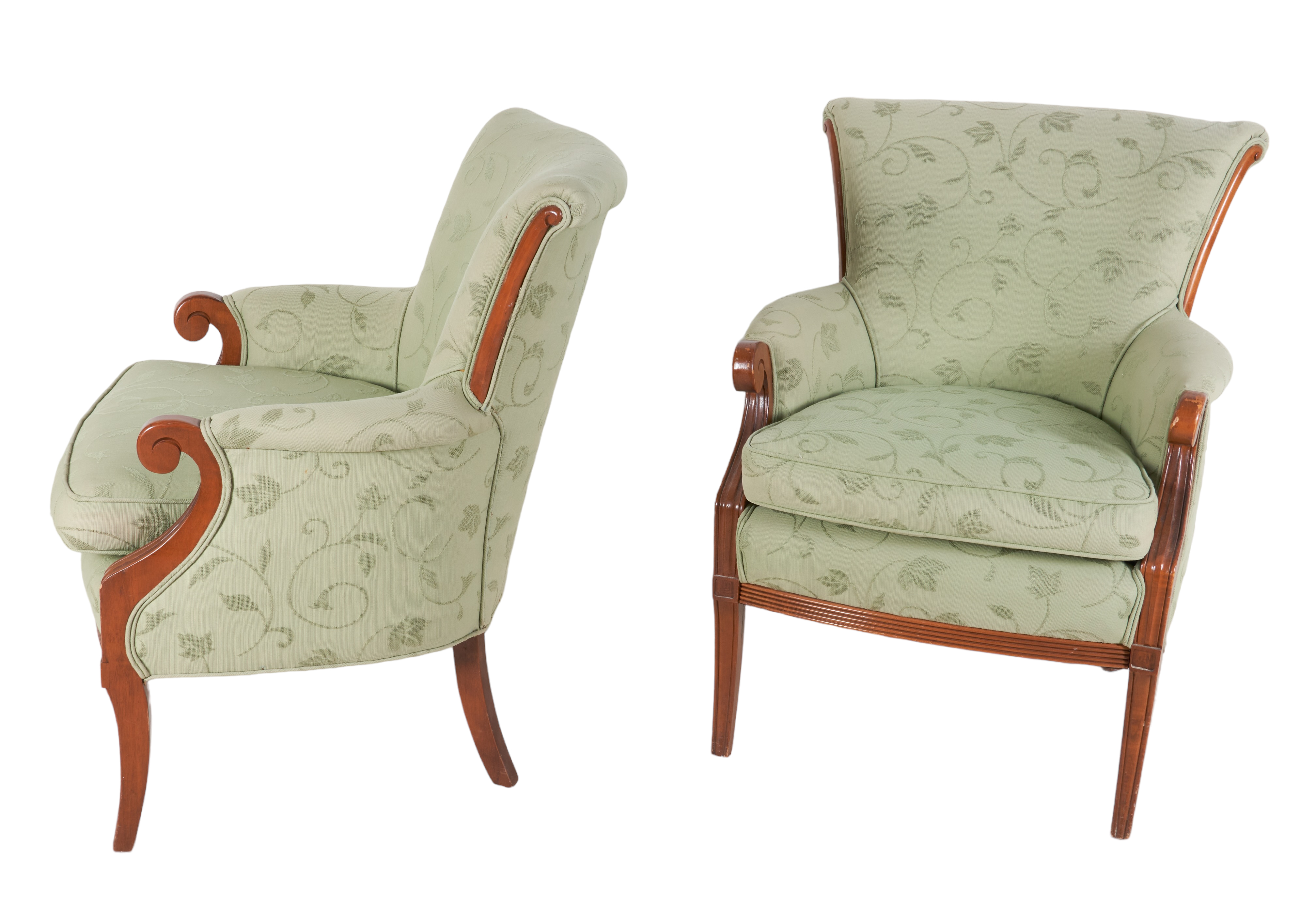 Pair Louis XVI style fireside chairs,