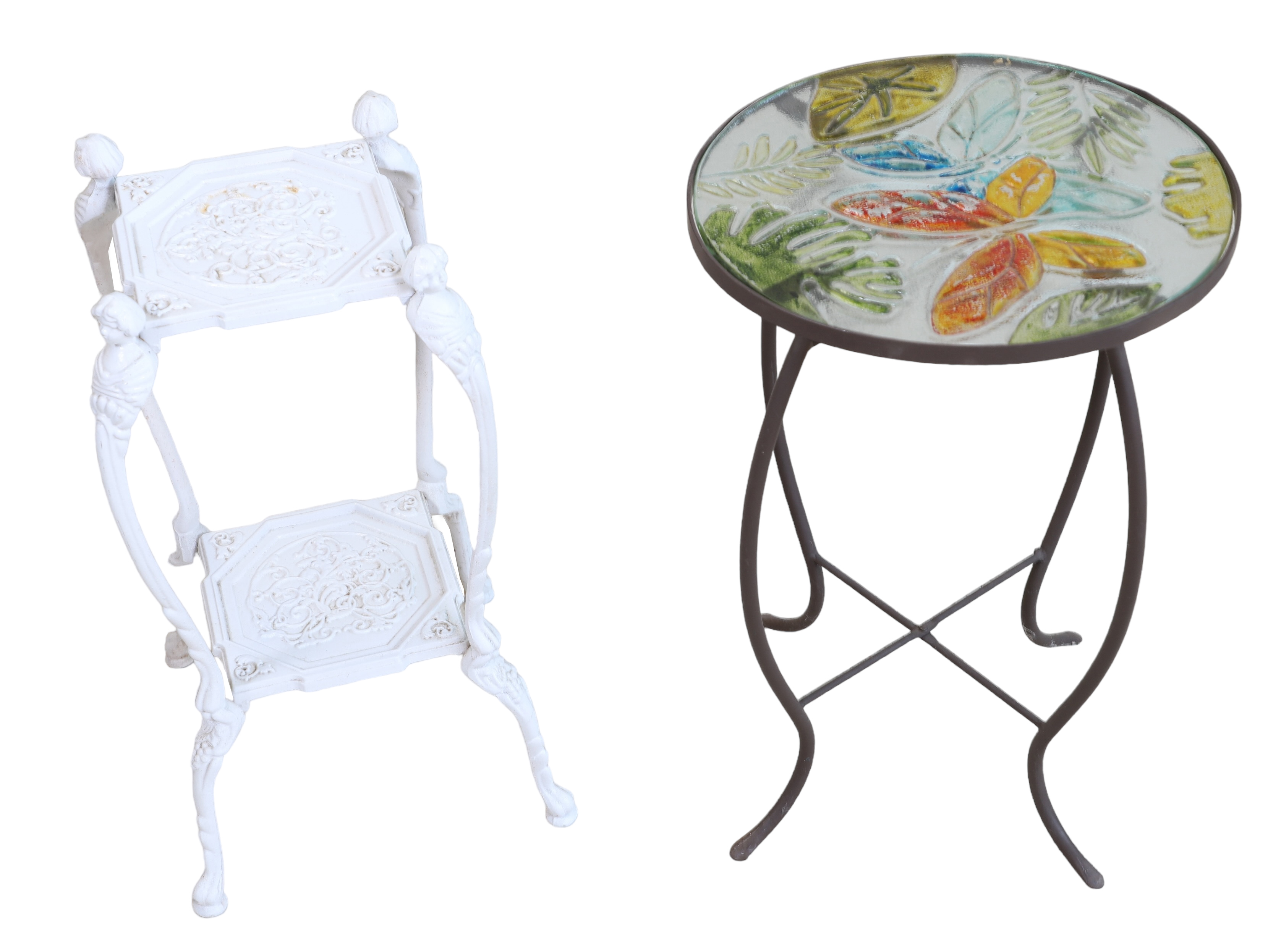 (2) Patio side tables, c/o white