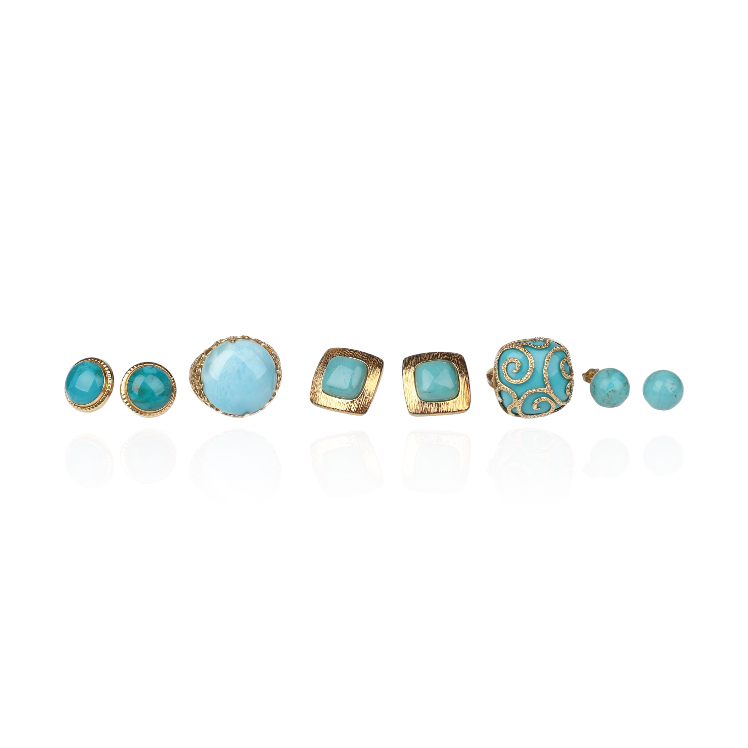  5 Turquoise and Larimar Rings 3b39f1