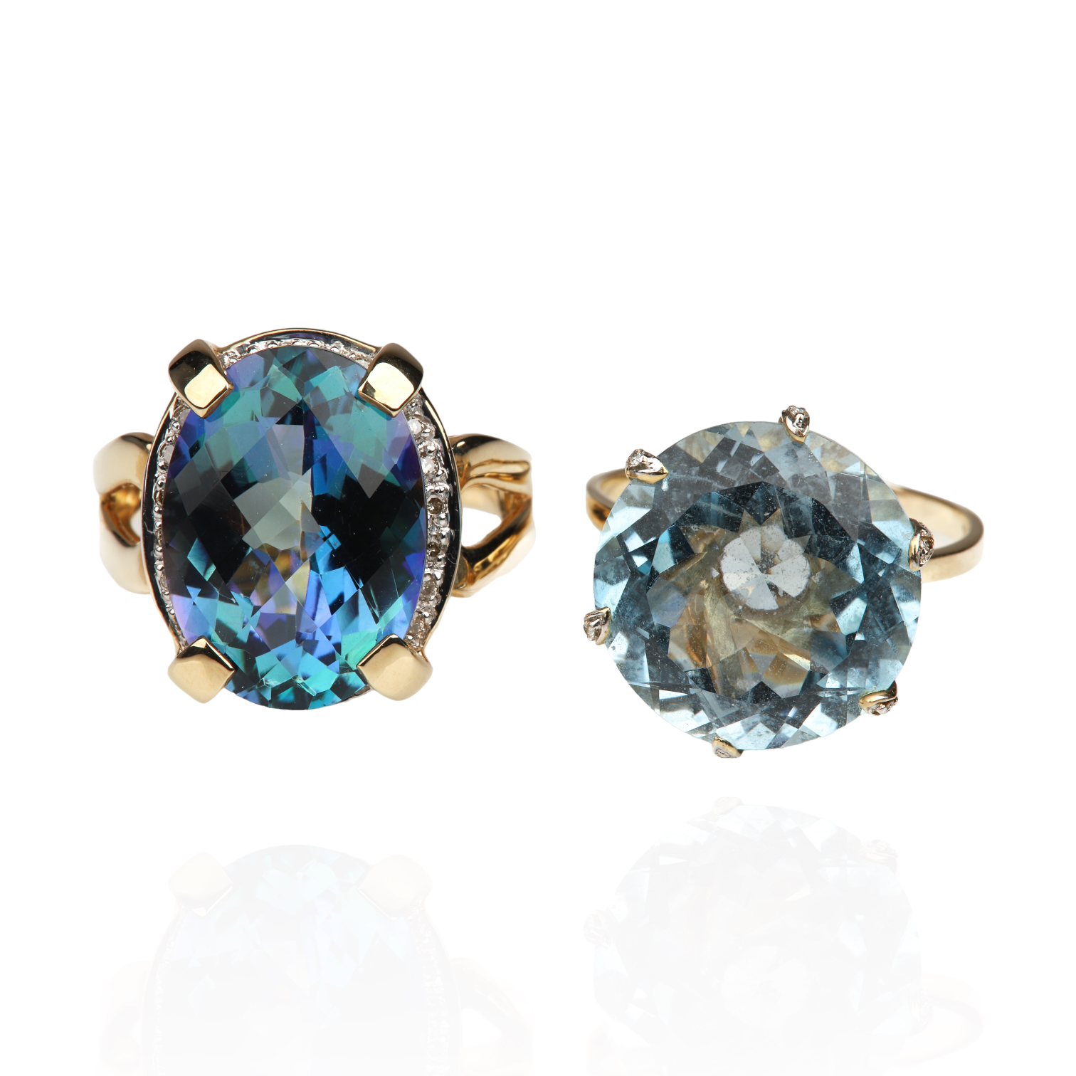  2 14K Yellow gold blue topaz 3b39ec