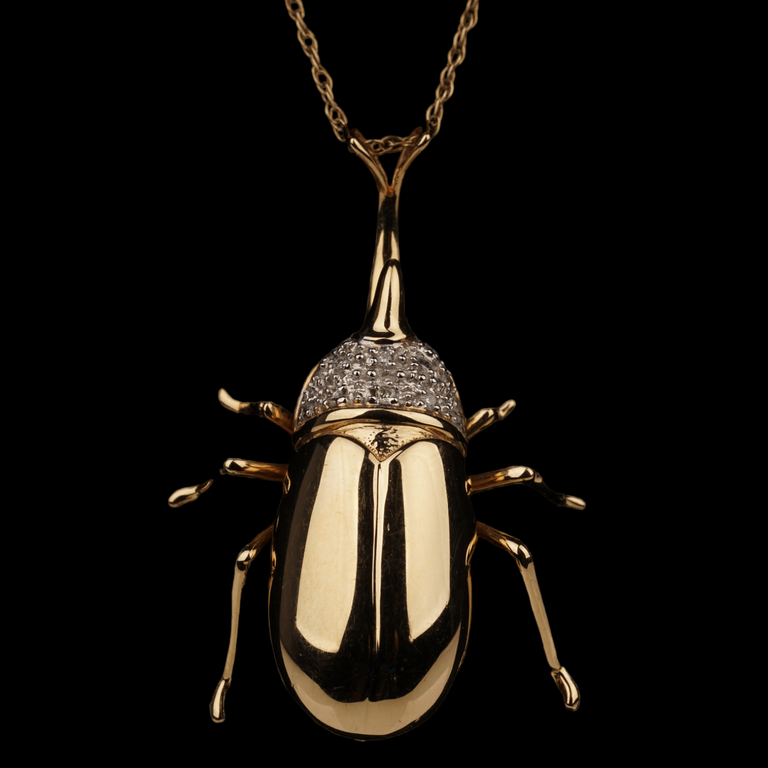 14K Diamond pave scarab beetle