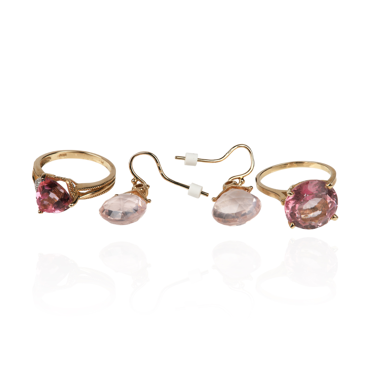 (3) 14K Yellow Gold Pink Topaz