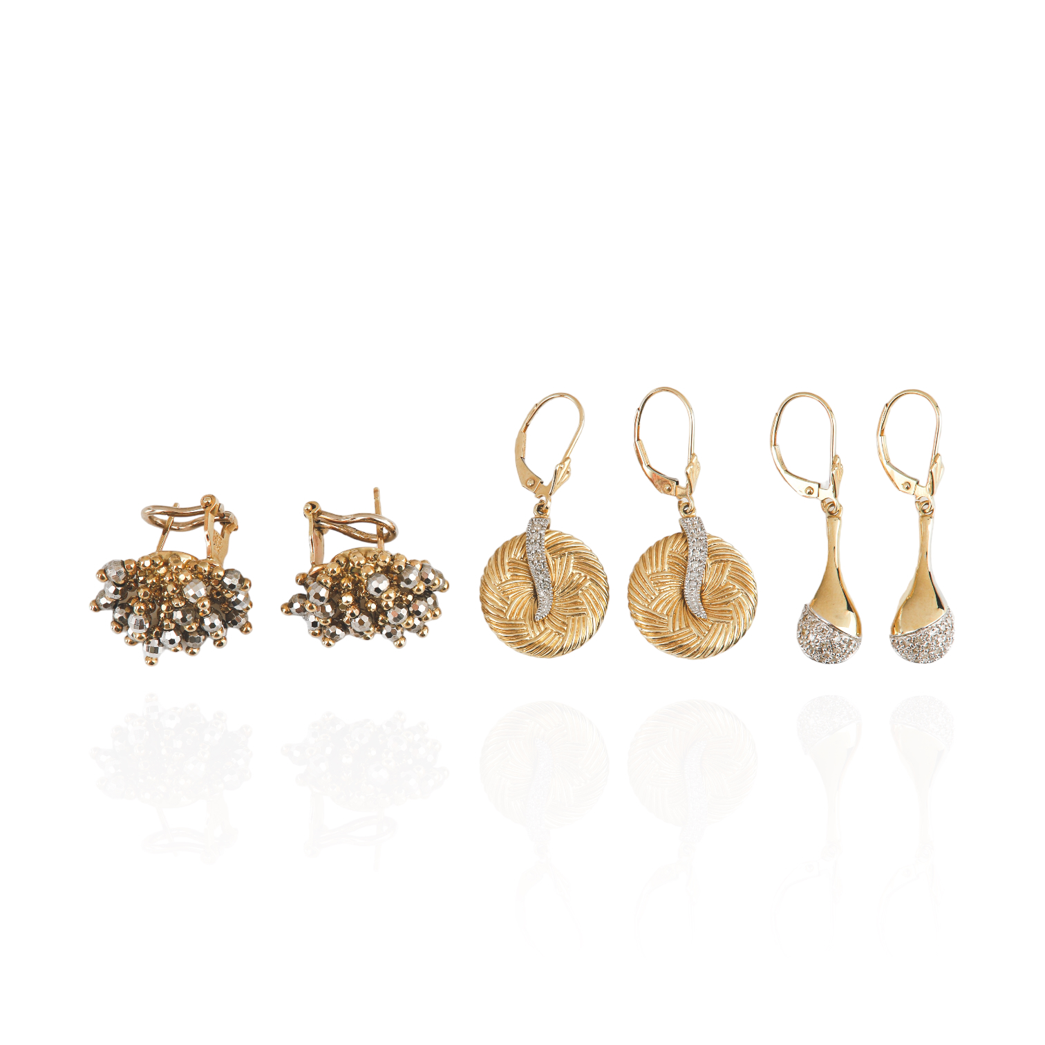 (3) Pairs 14K gold earrings to