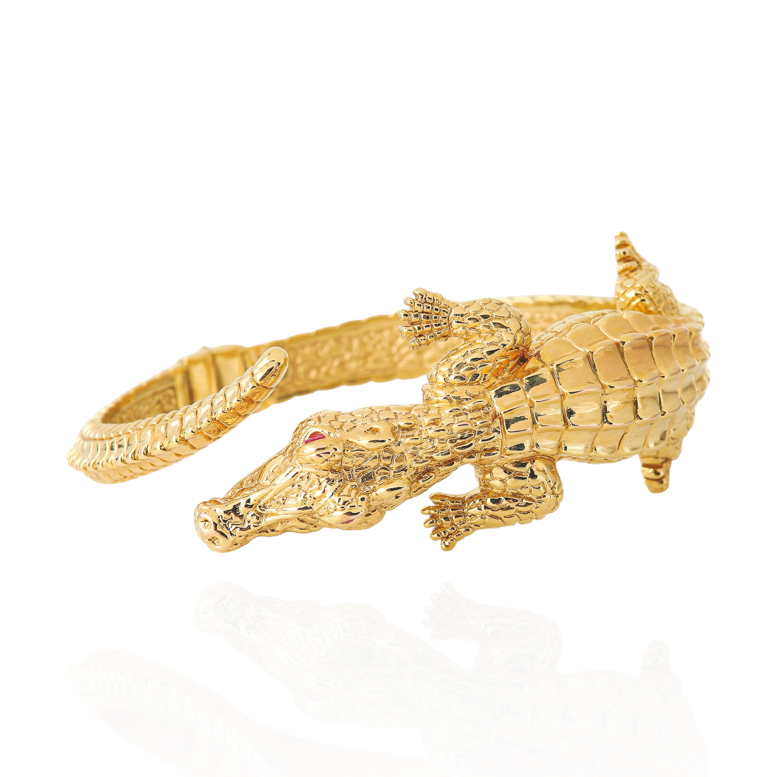 14K Yellow Gold Ruby Eyed Alligator 3b39ff