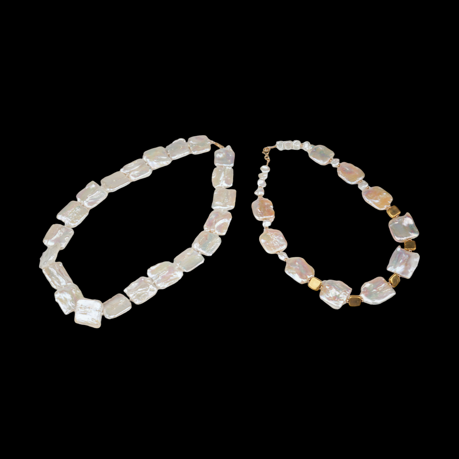 (2) 14K Yellow Gold Biwa Pearl