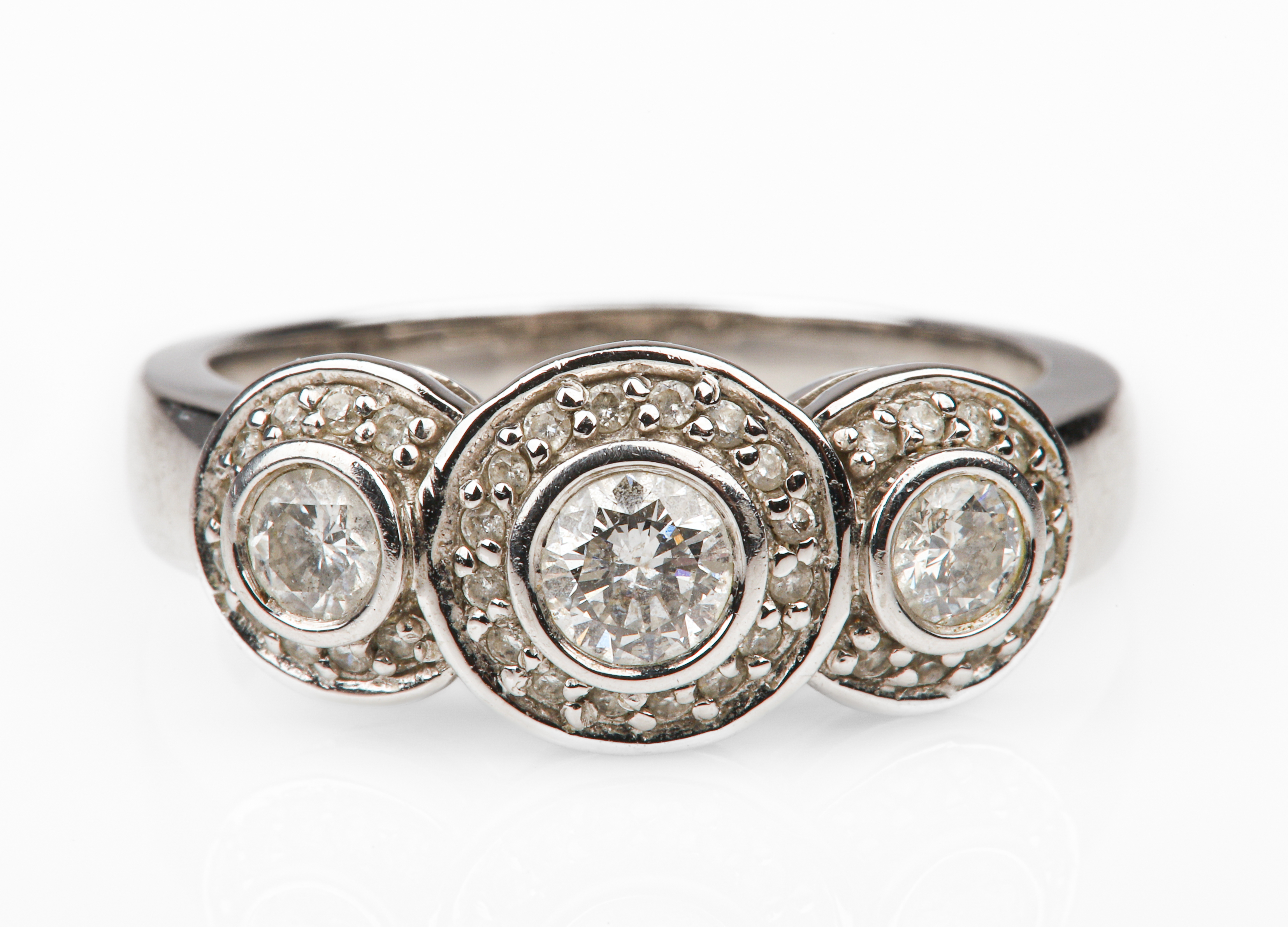 585 Platinum 3-Stone Diamond Ring,