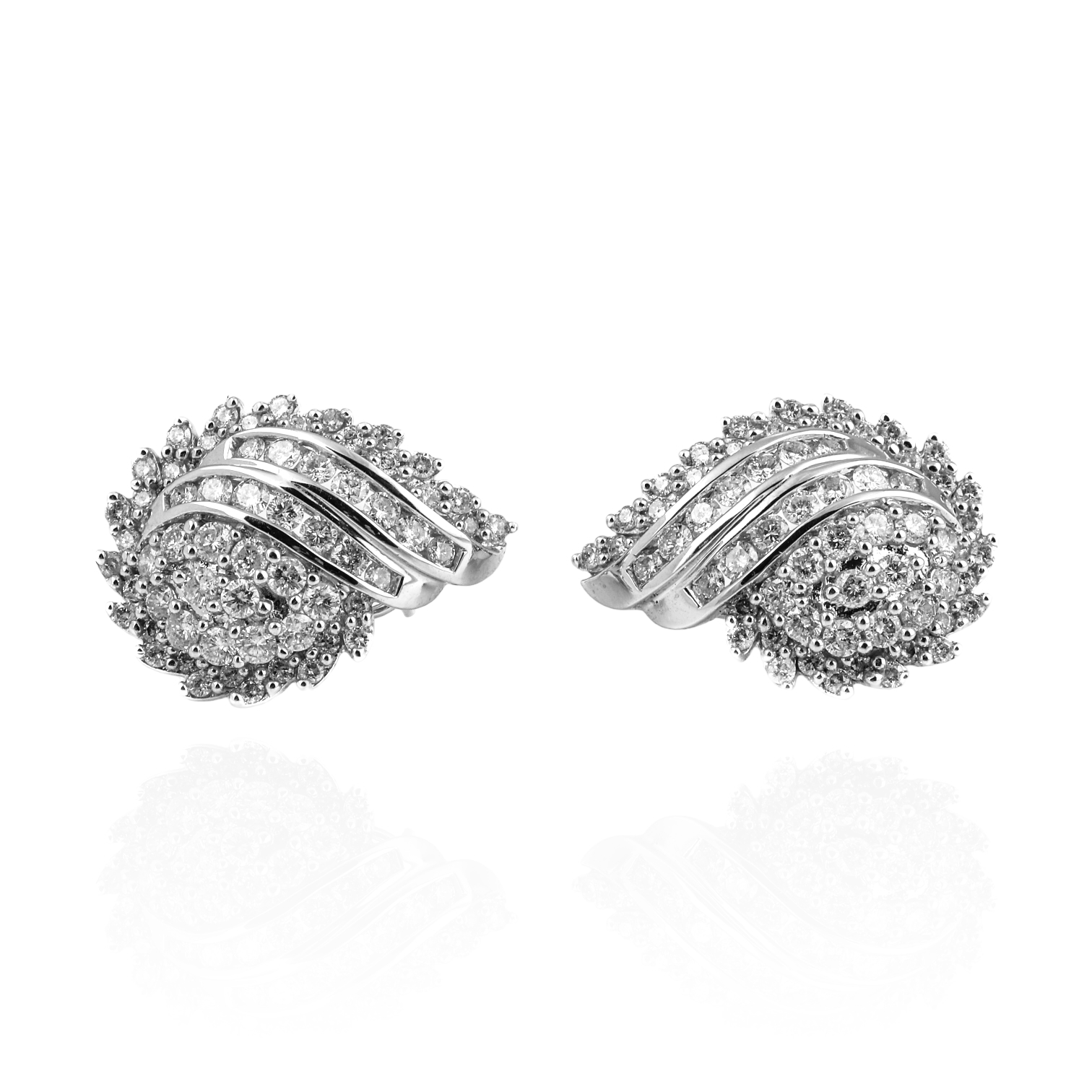 14K White gold diamond statement earrings,