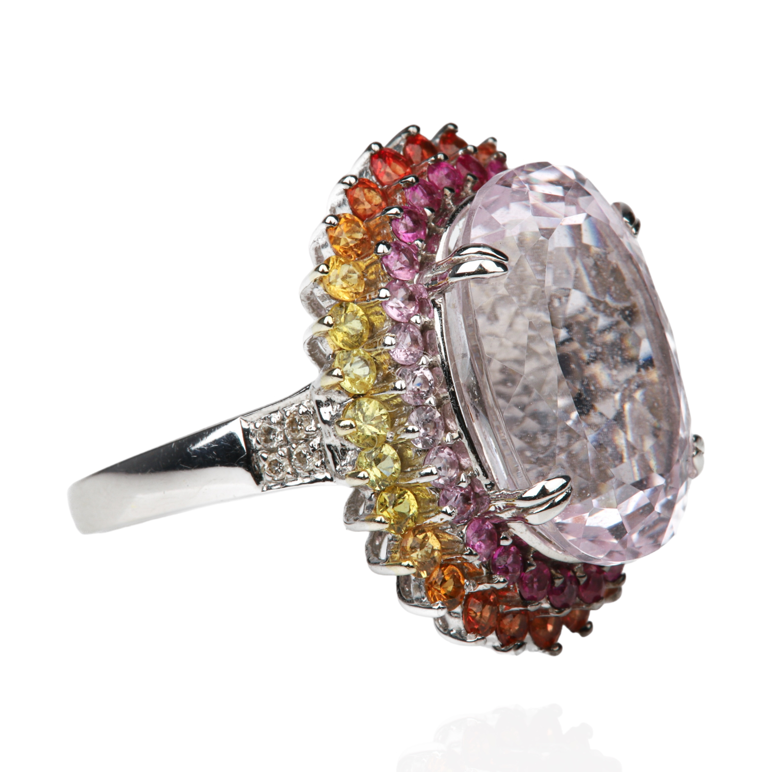 18k White gold Kunzite cocktail ring,