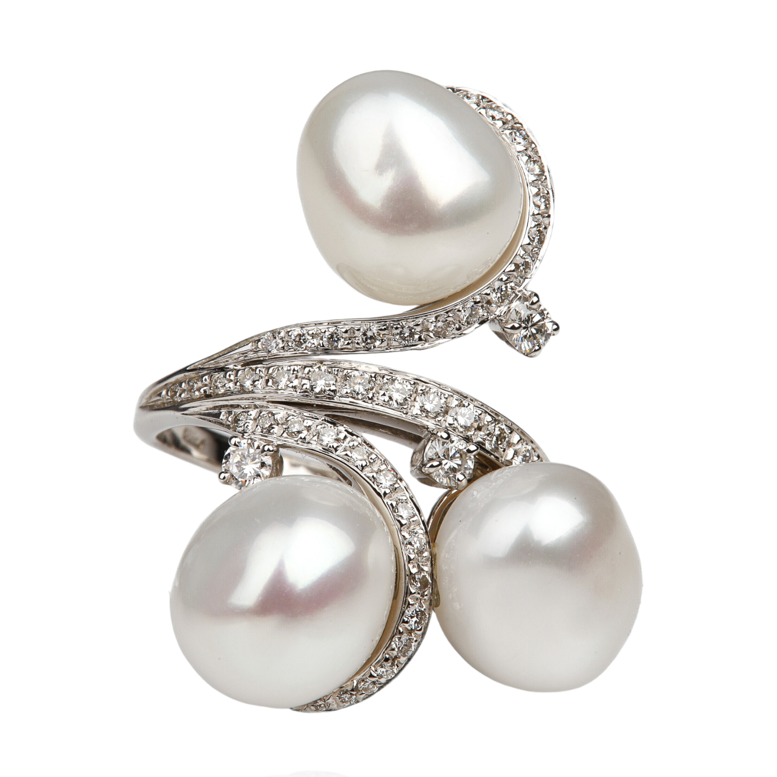 18K White gold diamond and pearl